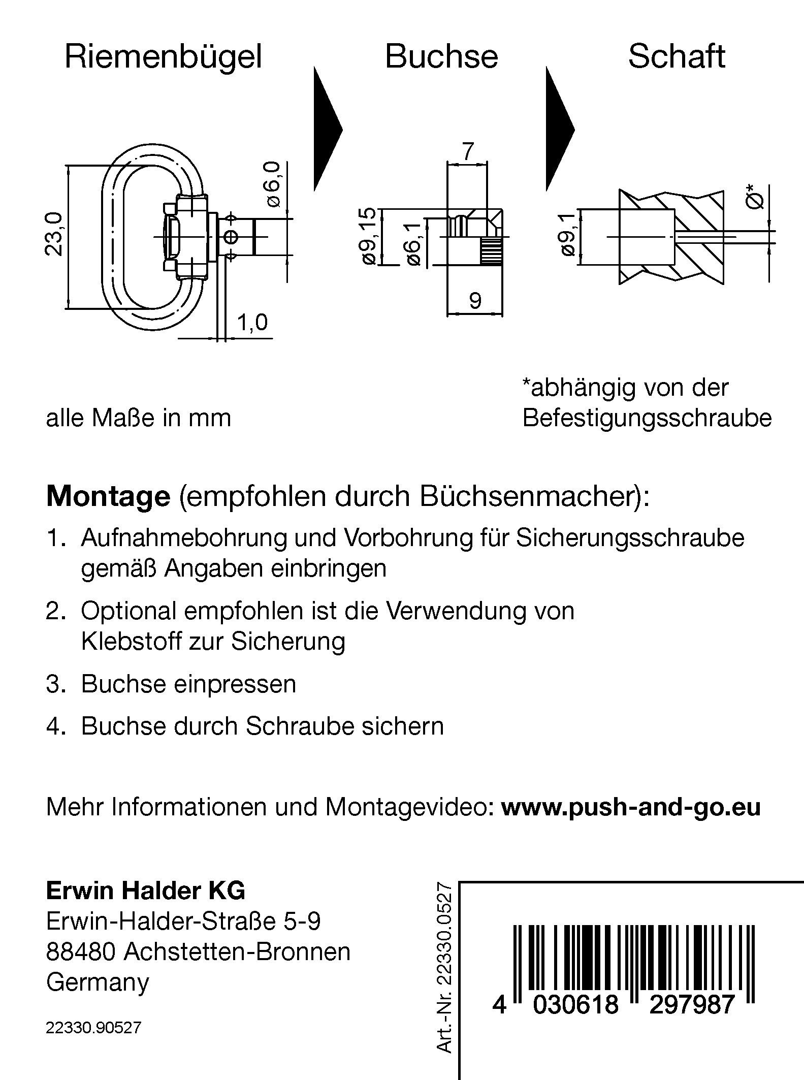 Halder schmaler Bügel mit 6 mm Buchse für Holz, drehbar