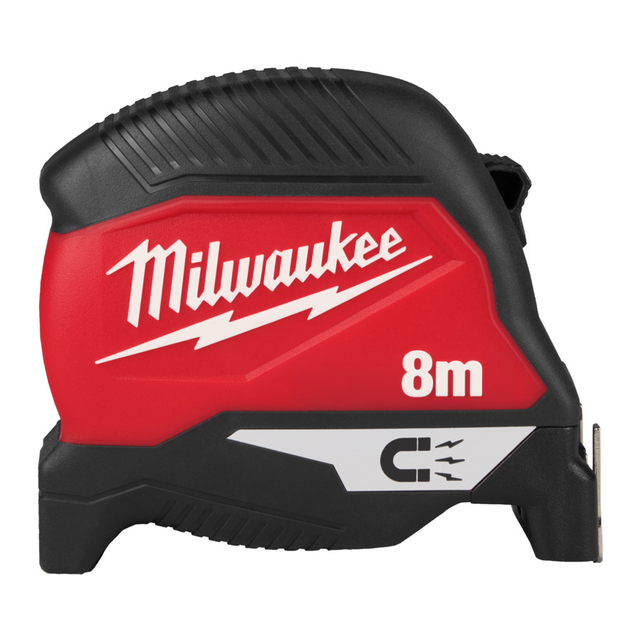Milwaukee Bandmaß Premium Magnetisch Gen IV, 8 m, 30 mm Bandbreite, Magnethaken, Finger-Stopp, Genauigkeitsklasse II