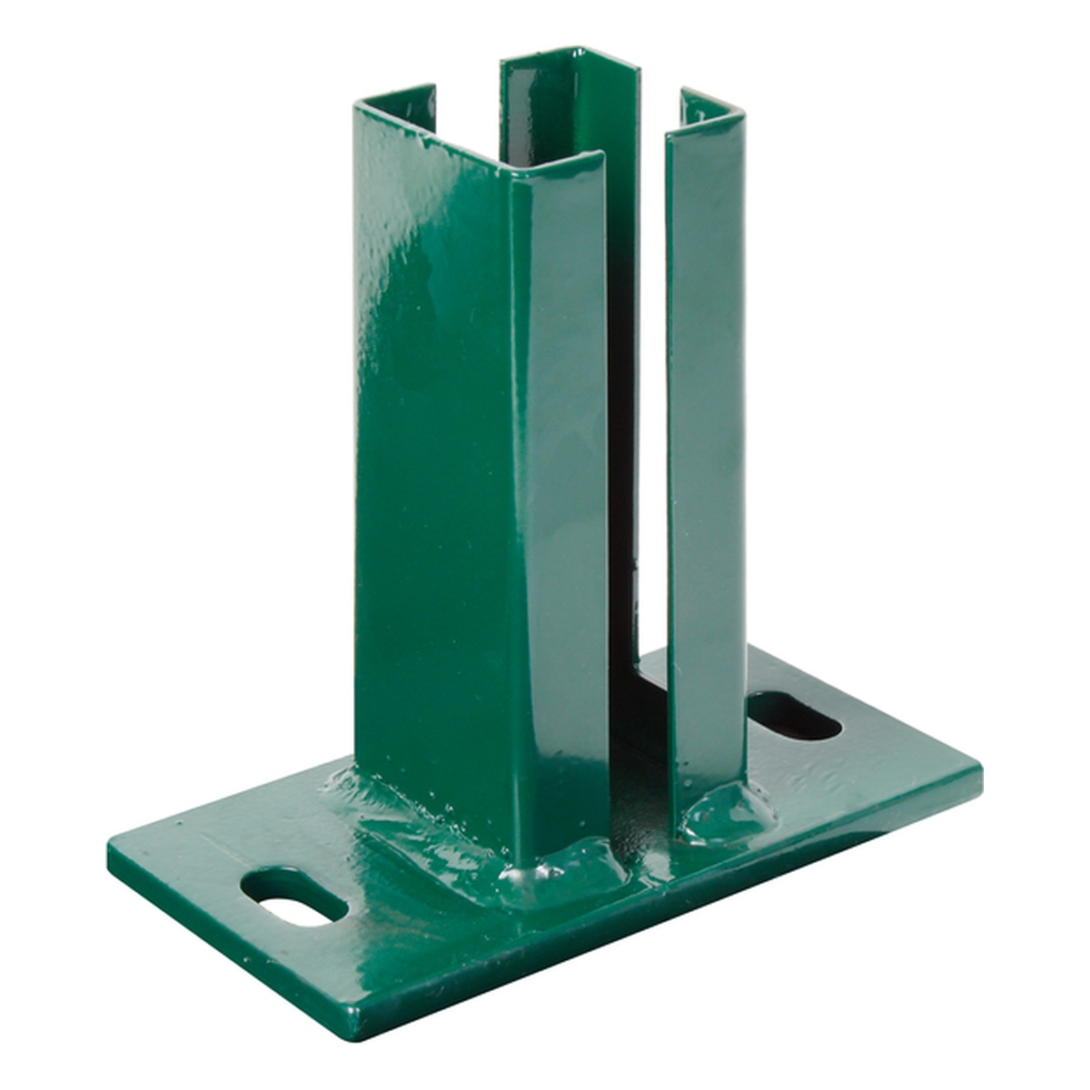 Alberts Pfostenträger zum Aufschrauben für Eckpfosten für Doppelstab-Gittermatten, 150 x 80 x 150 mm, Stahl roh, feuerverzinkt, grün