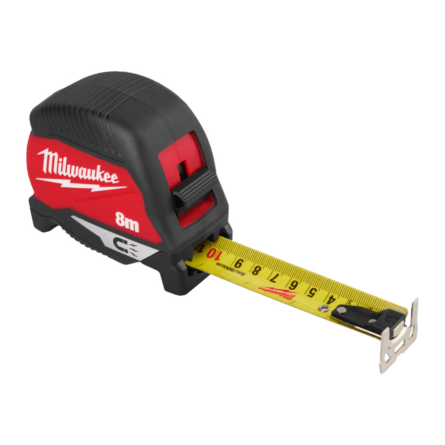Milwaukee Bandmaß Premium Magnetisch Gen IV, 8 m, 30 mm Bandbreite, Magnethaken, Finger-Stopp, Genauigkeitsklasse II
