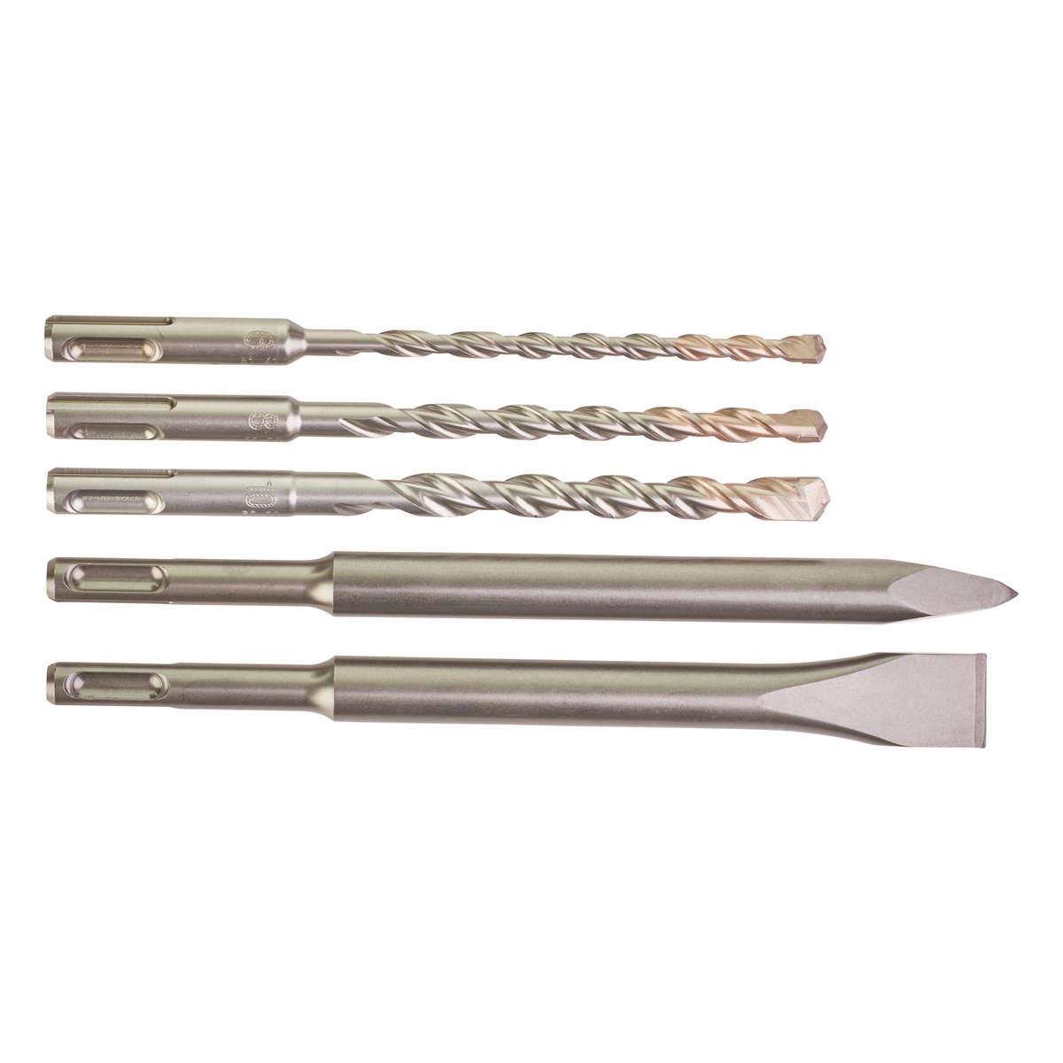 Milwaukee SDS-Plus Starterset 5-teilig, 3 Hammerbohrer Ø 6, 8, 10 mm und Spitz- und Flachmeißel