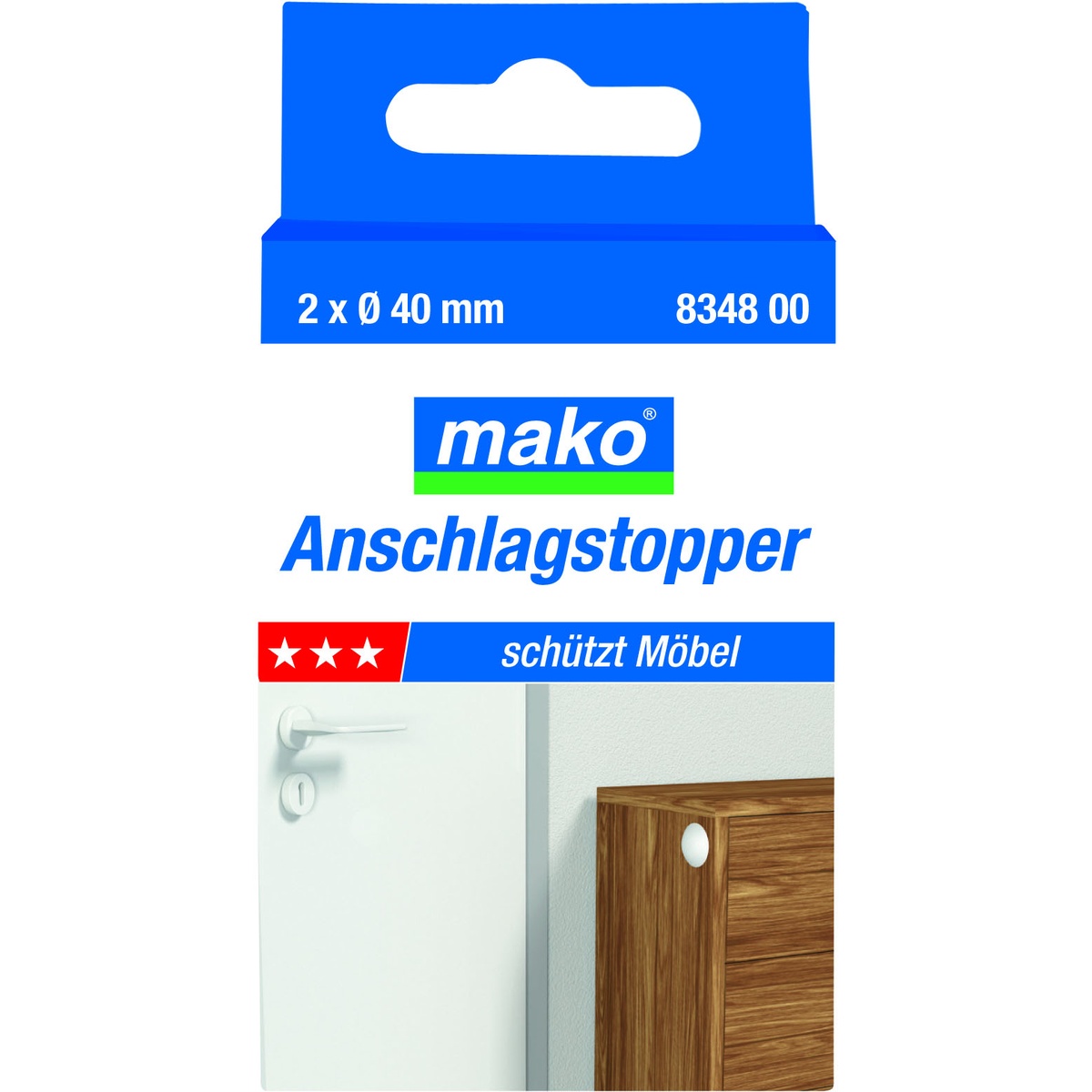 Mako Anschlagstopper selbstklebend weiß 2 Stück