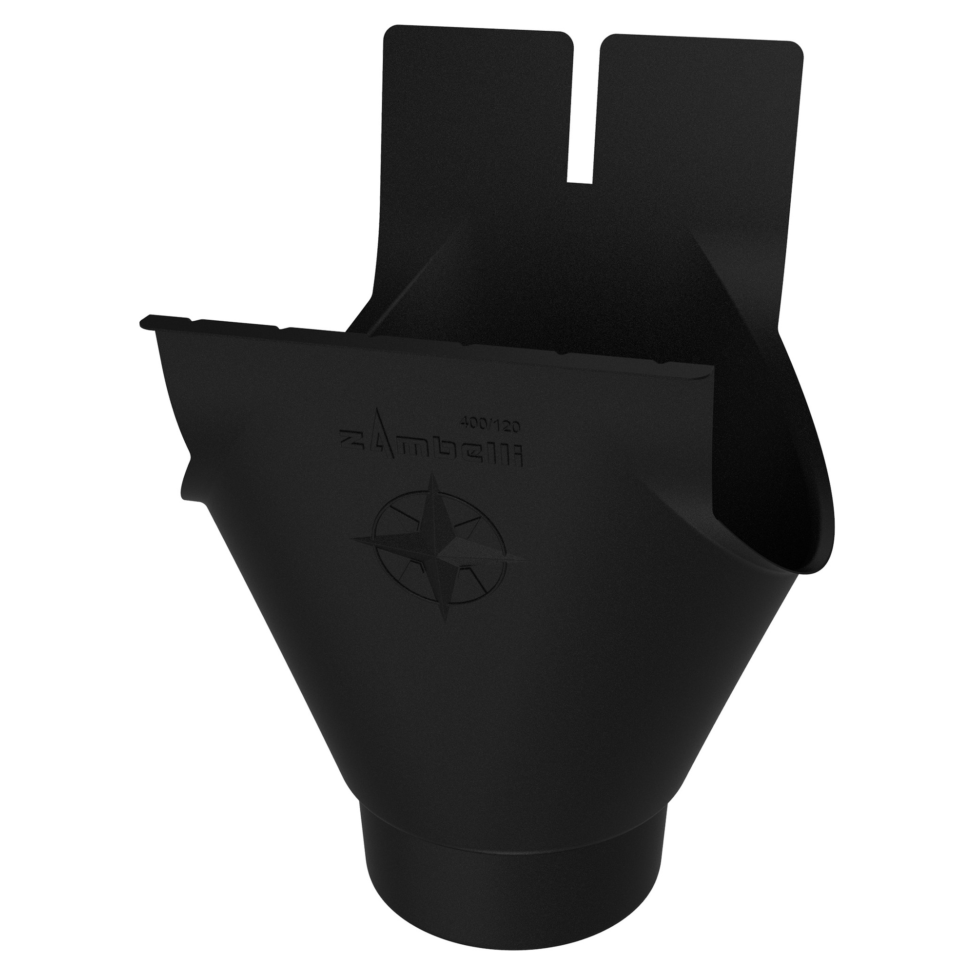 Zambelli Rinnenstutzen Meister-Stutzen oval 400/120, 5-teilig, Schwarz RAL 9005, COLORDUR, mit Zambelli-Logo - 1 Stk.