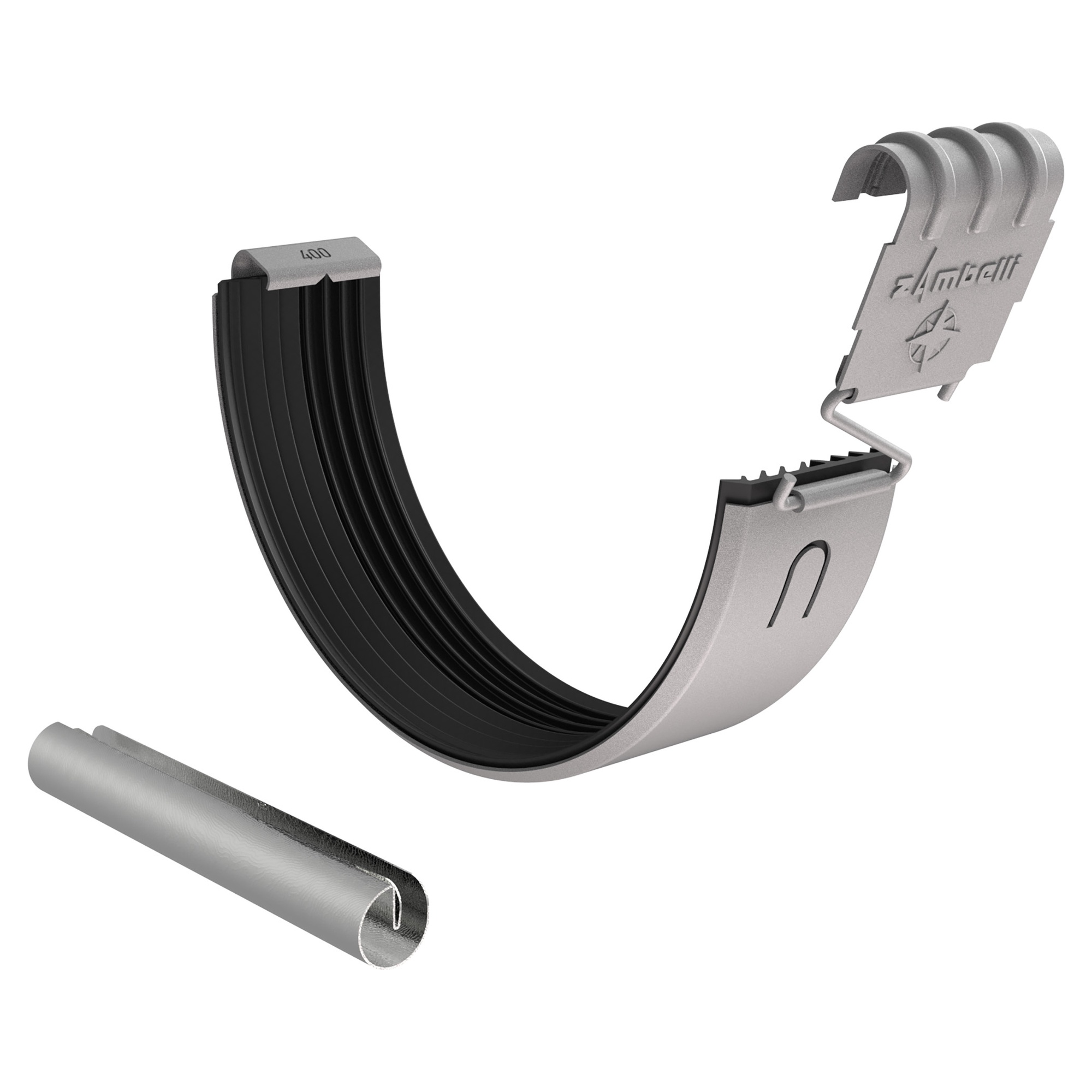 Zambelli Set Rinnen- und Wulstverbinder halbrund 400, 5-teilig, Weißaluminium RAL 9006, COLORDUR, mit Zambelli-Logo - 1 Set
