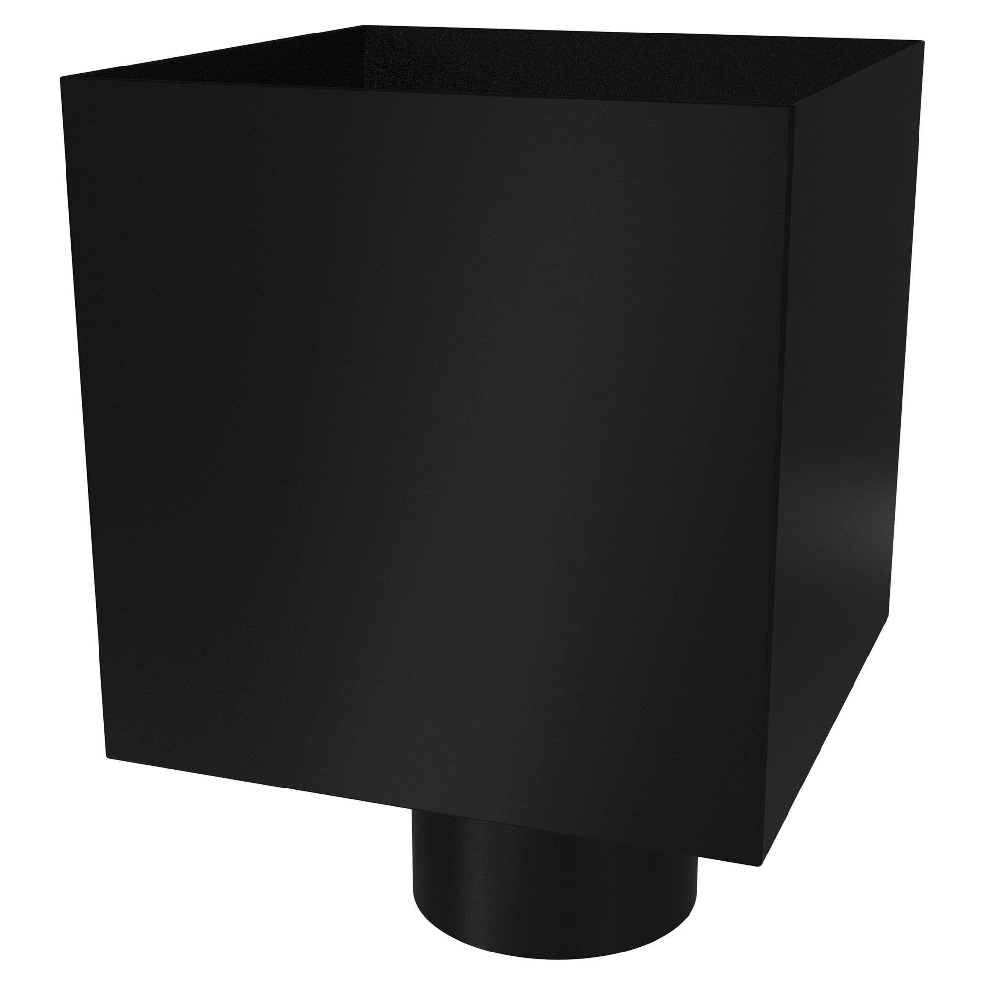 Zambelli Wasserfangkasten kubisch Ø 80 mm, Schwarz RAL 9005, COLORDUR, Ablauf exzentrisch, Abstand 30 mm - 1 Stk.