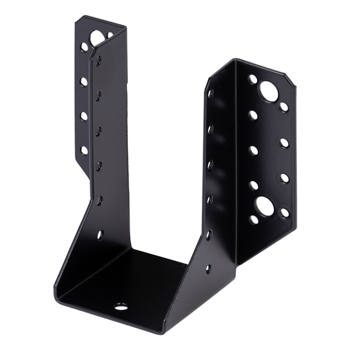 Alberts Balkenschuh, Stahl roh verzinkt, schwarz kunststoffbeschichtet, 64 x 128 mm, außen - 1 Stk. Alberts Balkenschuh, Stahl roh verzinkt, schwarz kunststoffbeschichtet, 64 x 128 mm, außen - 1 Stk.