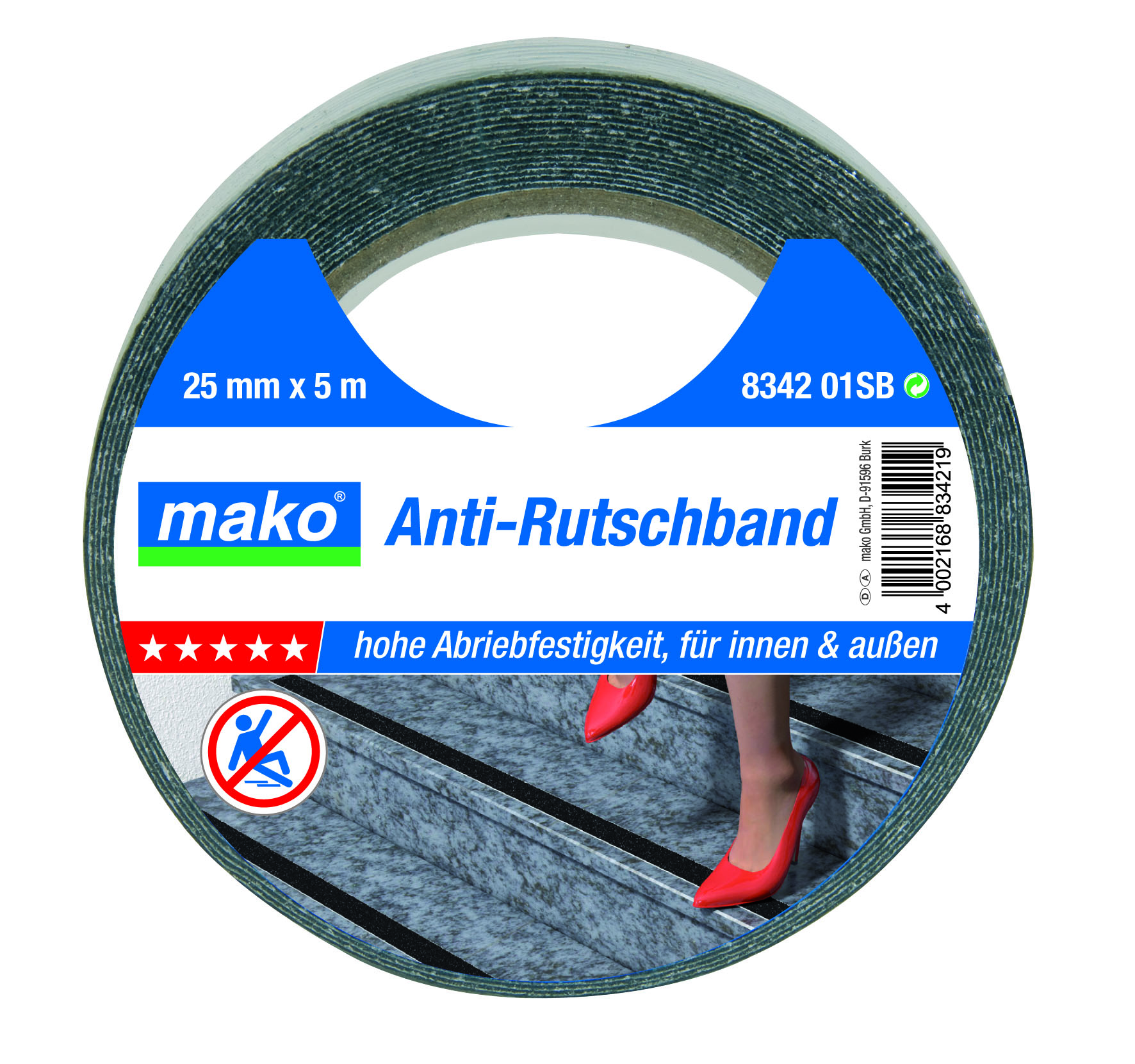Mako Anti-Rutschband 25 mm x 5 m Schwarz