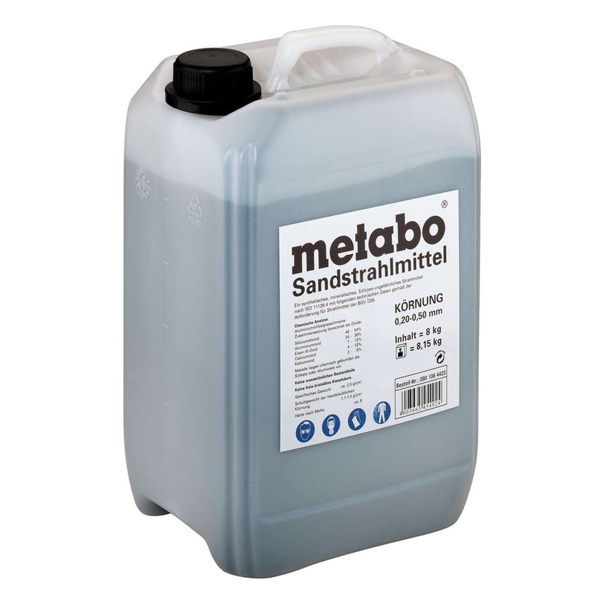 Metabo Sandstrahlmittel Körnung 0,2 bis 0,5 mm, Aluminiumsilikatglasschmelze, 8 kg