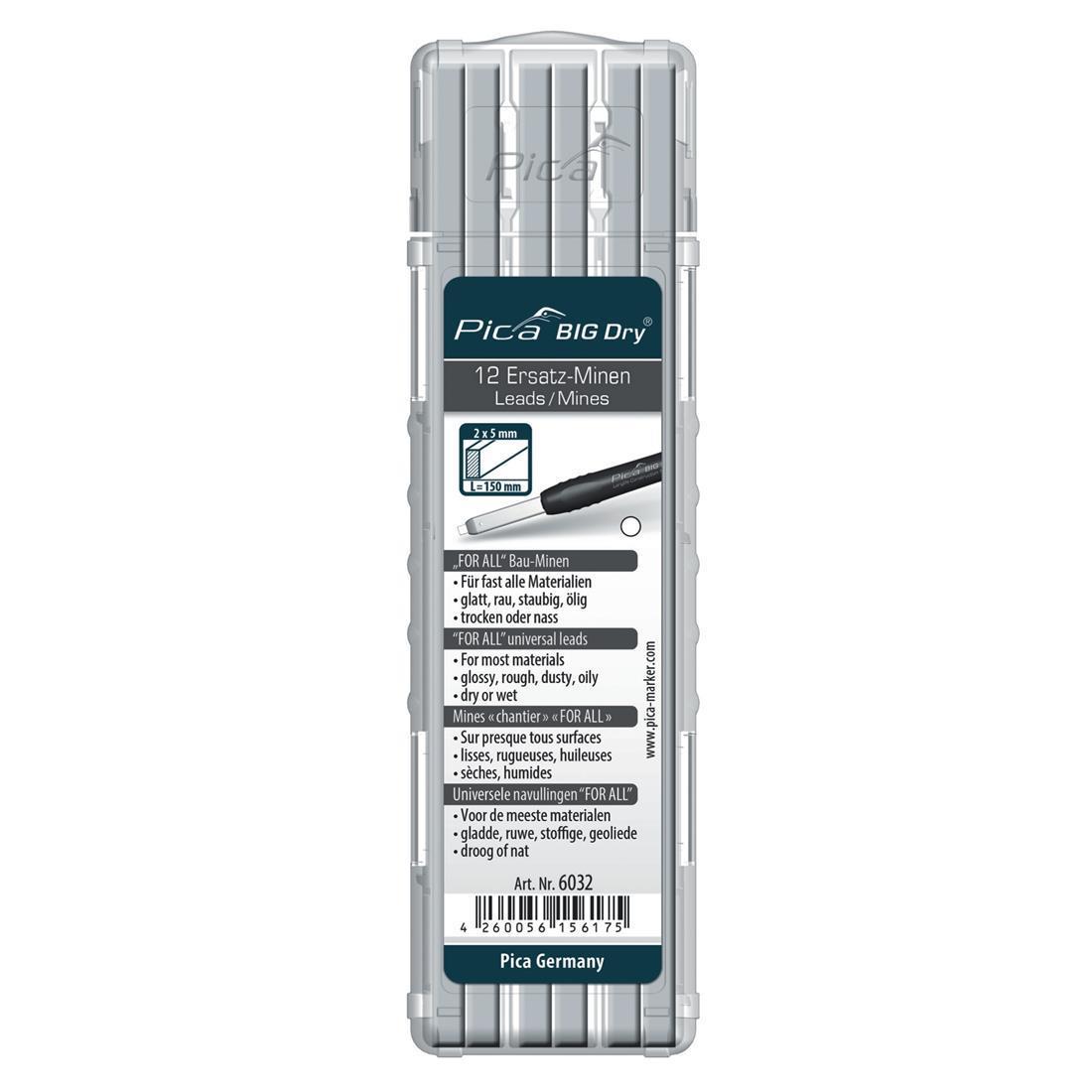 Pica Zimmermannsbleistift BIG DRY Minen FOR ALL Weiß Pica Zimmermannsbleistift BIG DRY Minen FOR ALL Weiß