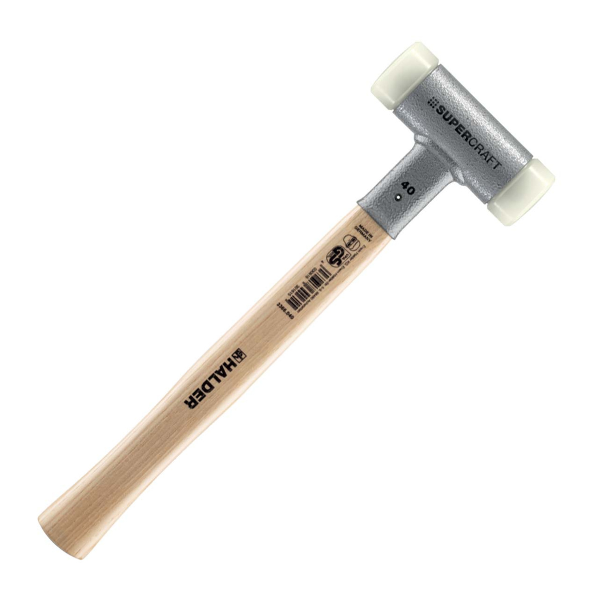 Halder Schonhammer SUPERCRAFT rückschlagfrei, Nylon weiß, Hickorystiel