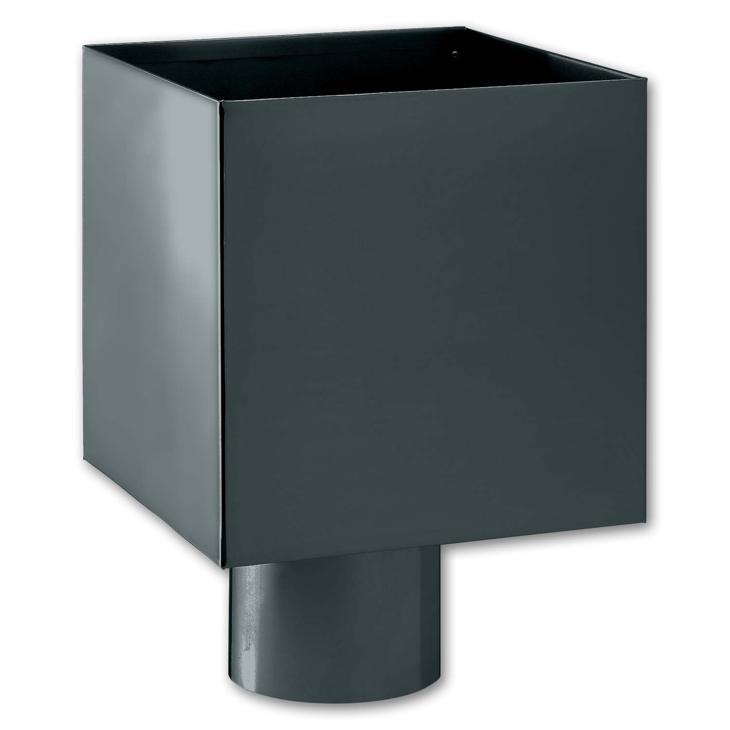 Zambelli Wasserfangkasten ohne Wulst kubisch Ø 100 mm Anthrazit Ablauf exzentrisch Abstand 25 mm Zambelli Wasserfangkasten ohne Wulst kubisch Ø 100 mm Anthrazit Ablauf exzentrisch Abstand 25 mm