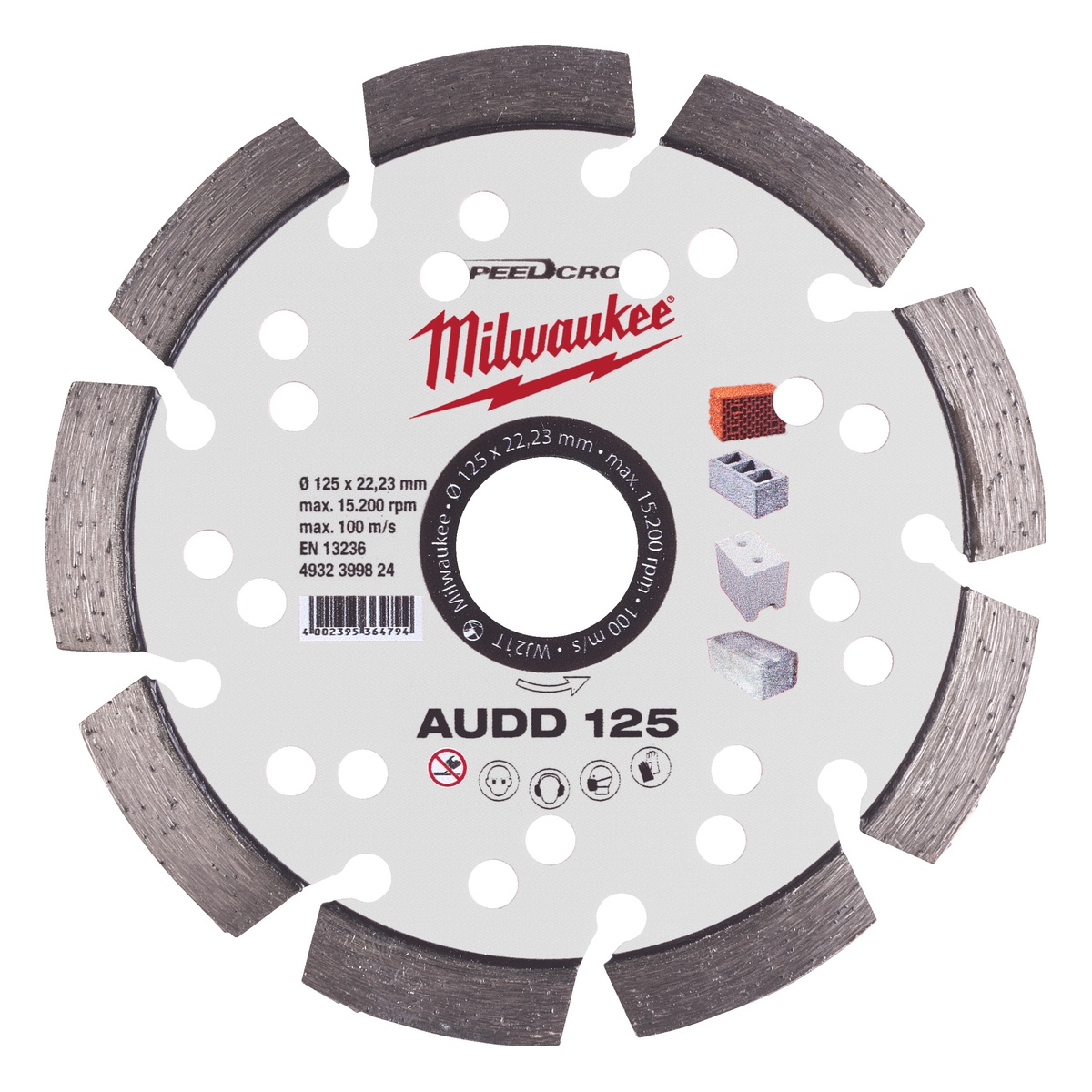 Milwaukee Speedcross Diamanttrennscheibe AUDD 125 mm für abrasive Materialien - 1 Stk.