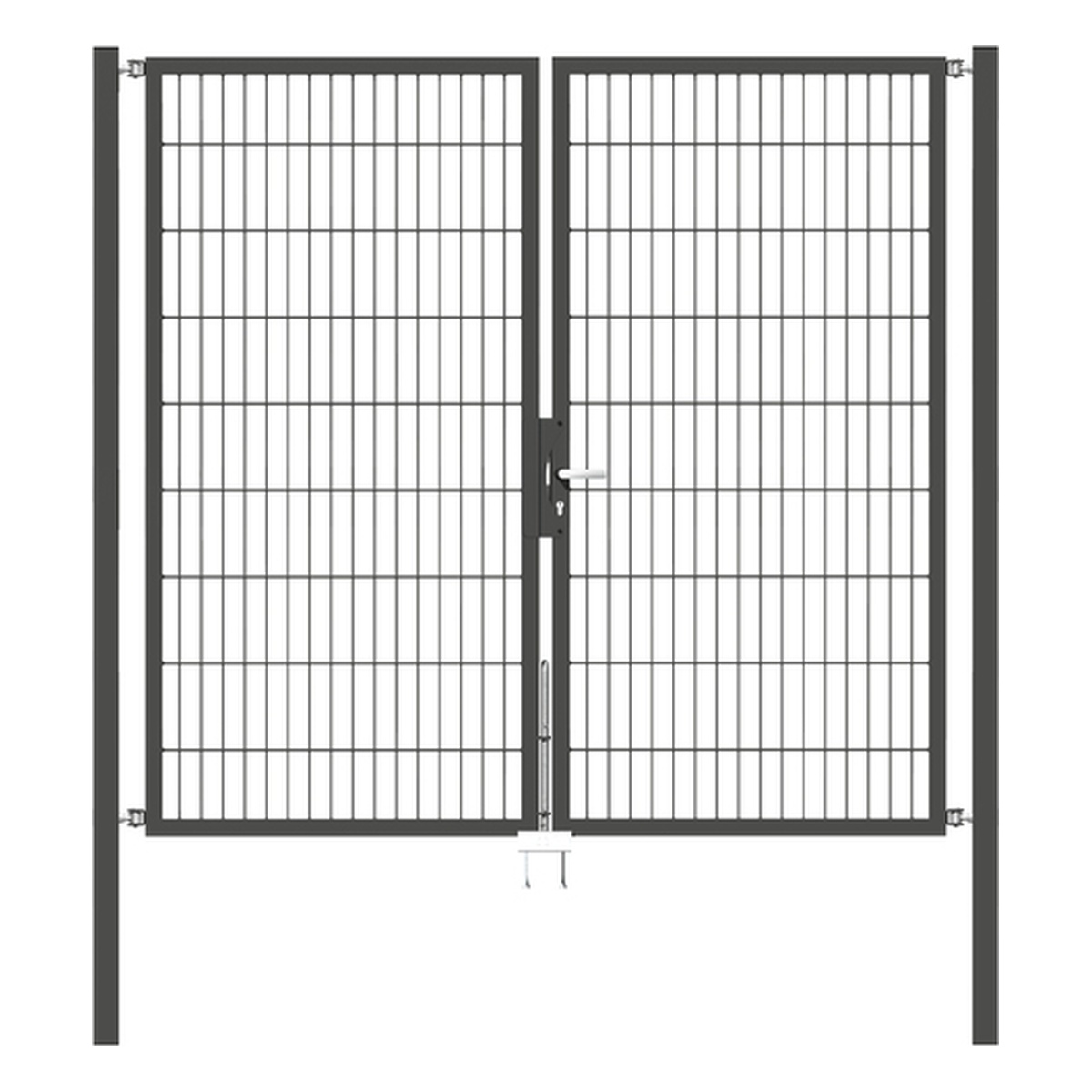 Alberts Doppeltor Flexo, Typ 6/5/6, 1800 x 2000 mm, Pfosten: 60 x 60 mm, Stahl roh, feuerverzinkt, anthrazit kunststoffbeschichtet RAL 7016 - 1 Stk.