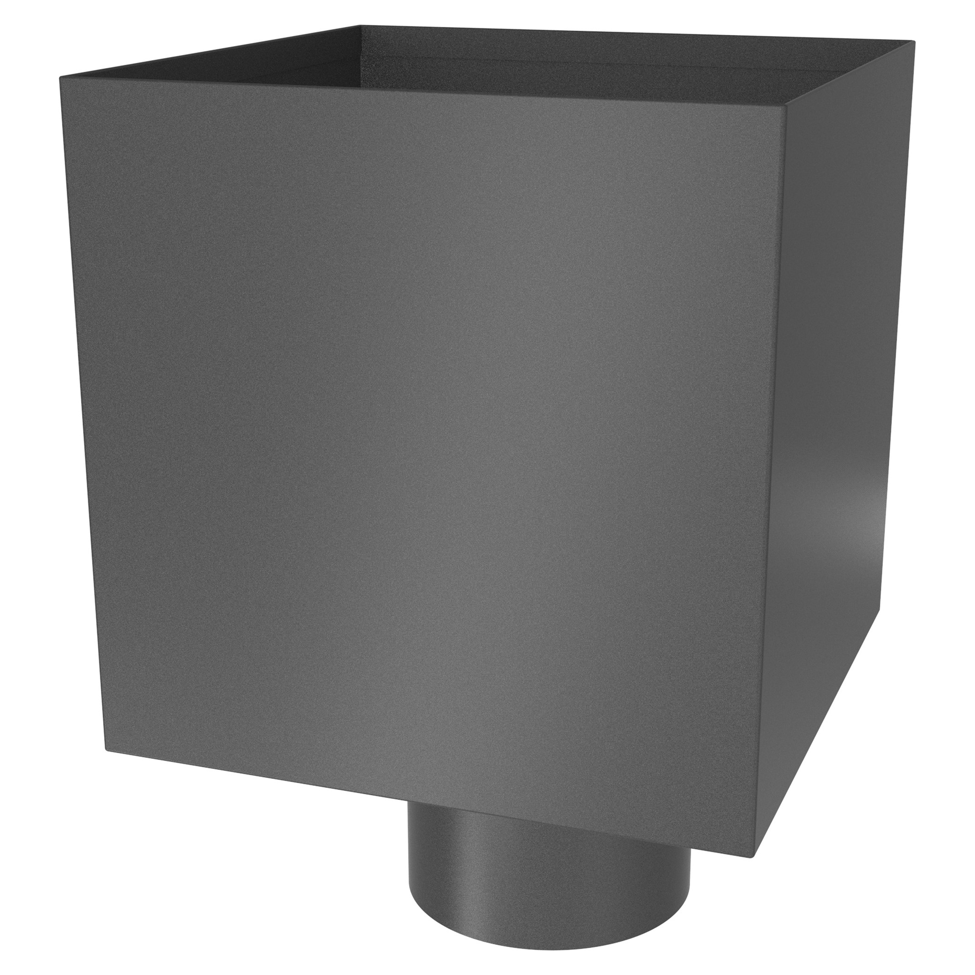 Zambelli Wasserfangkasten kubisch Ø 80 mm, Grau DB 703, COLORDUR, Ablauf exzentrisch, Abstand 30 mm - 1 Stk.