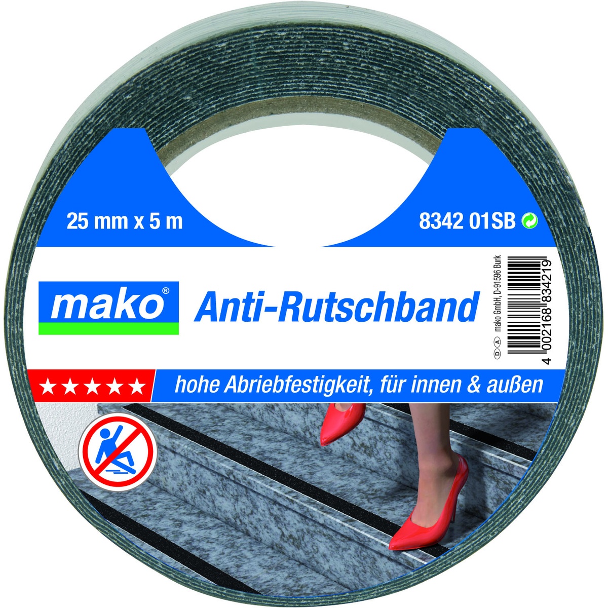 Mako Anti-Rutschband PREMIUM 25 mm x 5 m, schwarz