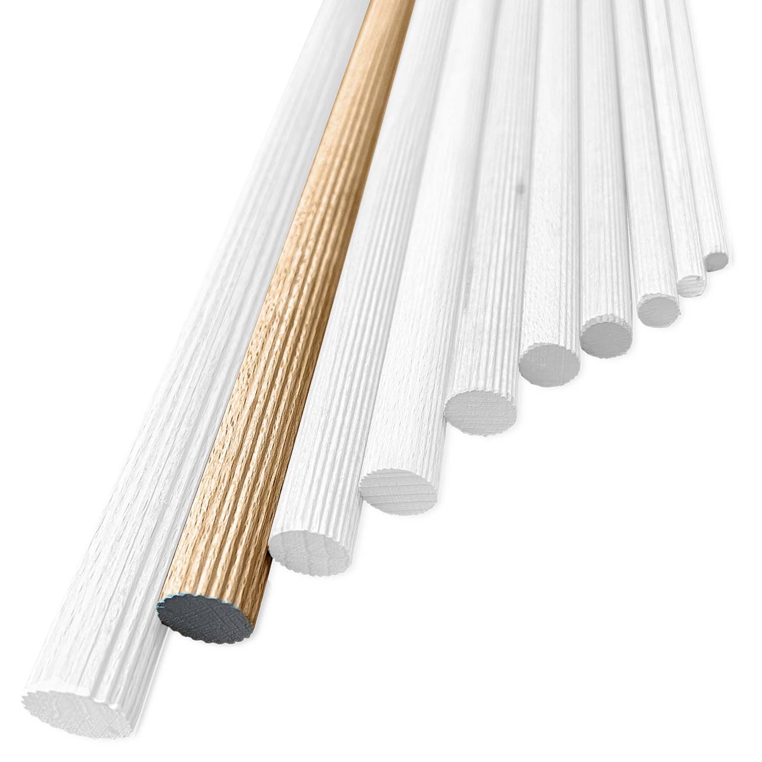 Facett Rundstab Buche 18 x 1000 mm, geriffelt - 1 Stk. Facett Rundstab Buche 18 x 1000 mm, geriffelt - 1 Stk.