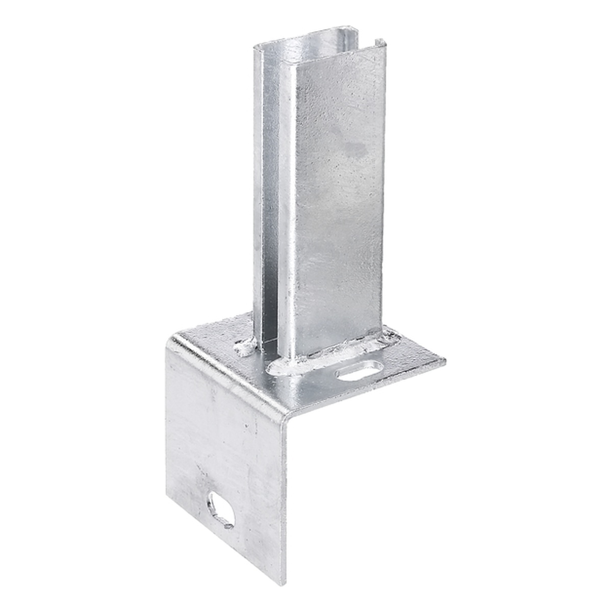 Alberts Pfostenträger zum Aufschrauben für Zaunpfosten 60 x 40 mm auf L-Randsteinen, 94 x 100 x 234 mm, Stahl roh, feuerverzinkt - 1 Stk.