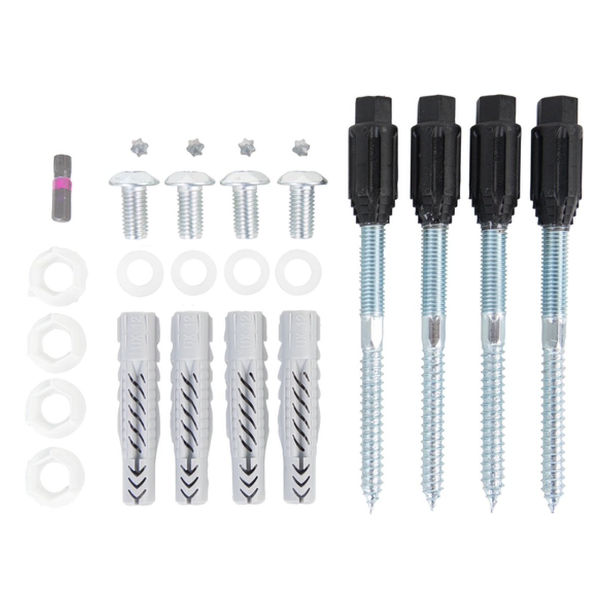 Alberts Schrauben-Set, Befestigung von Fenstergittern auf Fassaden, 180 x 220 x 10 mm, Stahl roh, verzinkt - 4 Stk.