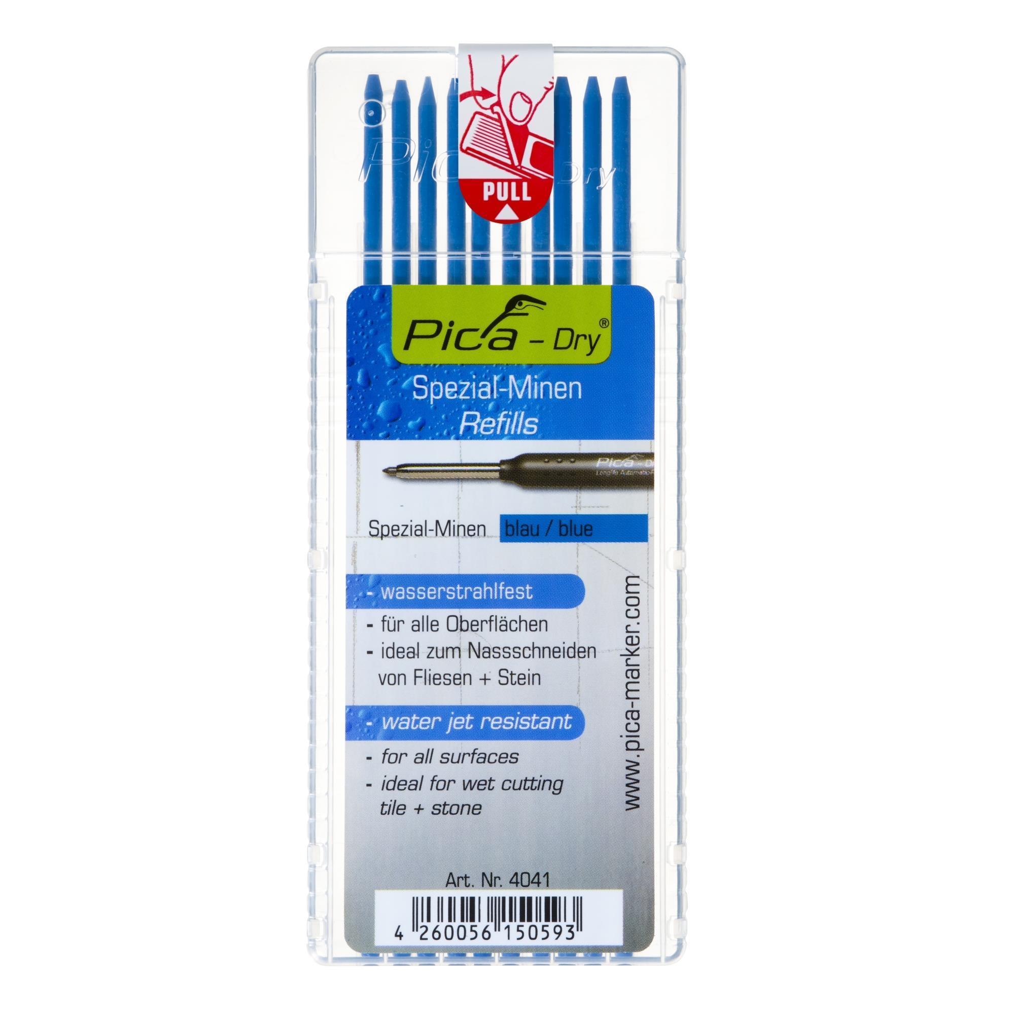 Pica Dry Spezialminen 4041, 2,8 mm, blau, wasserstrahlfest, 10 Stück