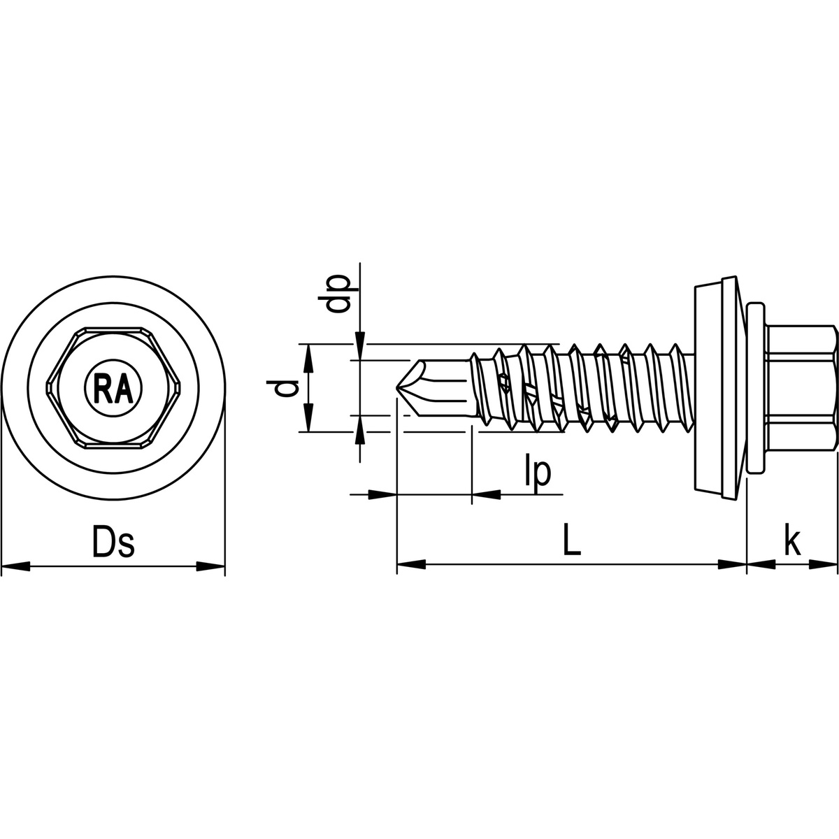 Reisser PR-r Bohrschraube 6,3x25 mm, E16, Bimetall (Edelstahl A2/Stahl), Vollgewinde, SW8, Stahl-UK - 100 Stk.