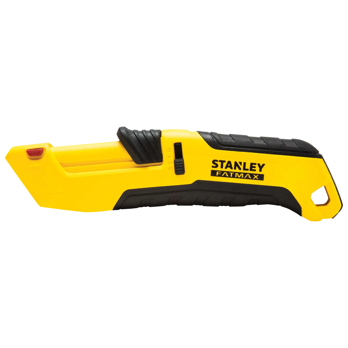 Stanley FATMAX Sicherheitsmesser Tri-Slide Kunststoff, automatischer Klingenrückzug, 3 Schnitttiefen, inkl. 4 Klingen