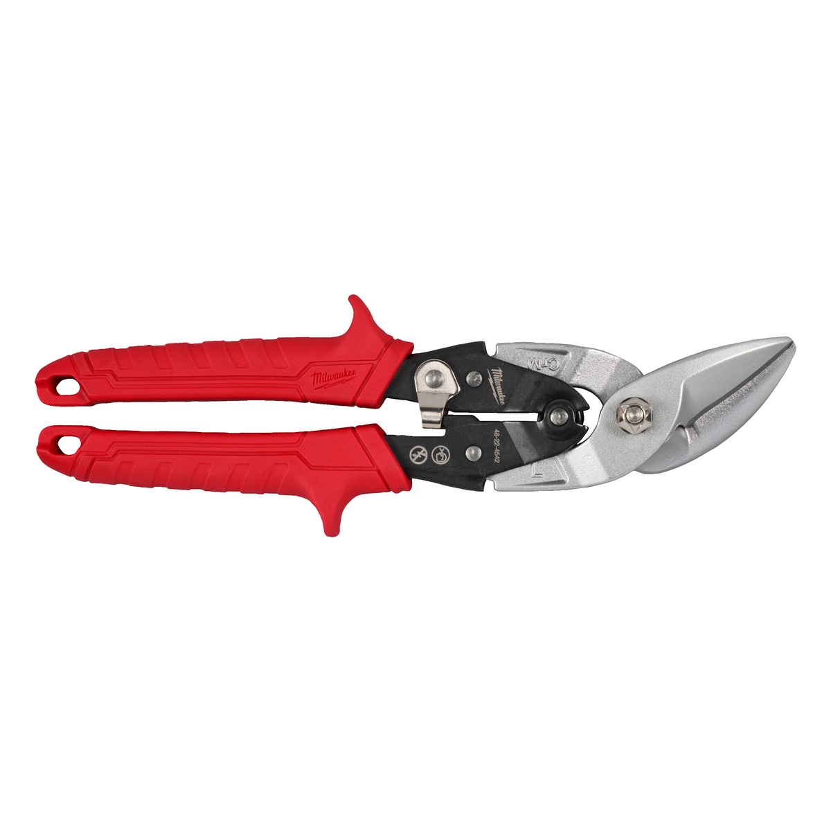 Milwaukee Blechschere gebogen 45°, linksschneidend, 250 mm, Mikroverzahnung, Farbcode Rot