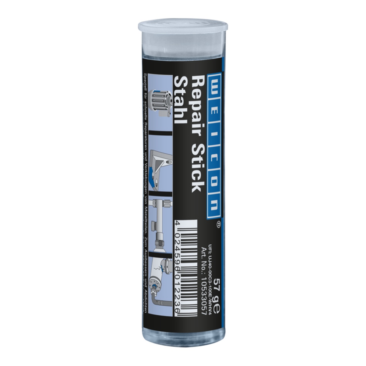 WEICON Repair Stick Stahl Reparaturknete 2-K Epoxid 57 g, dunkelgrau