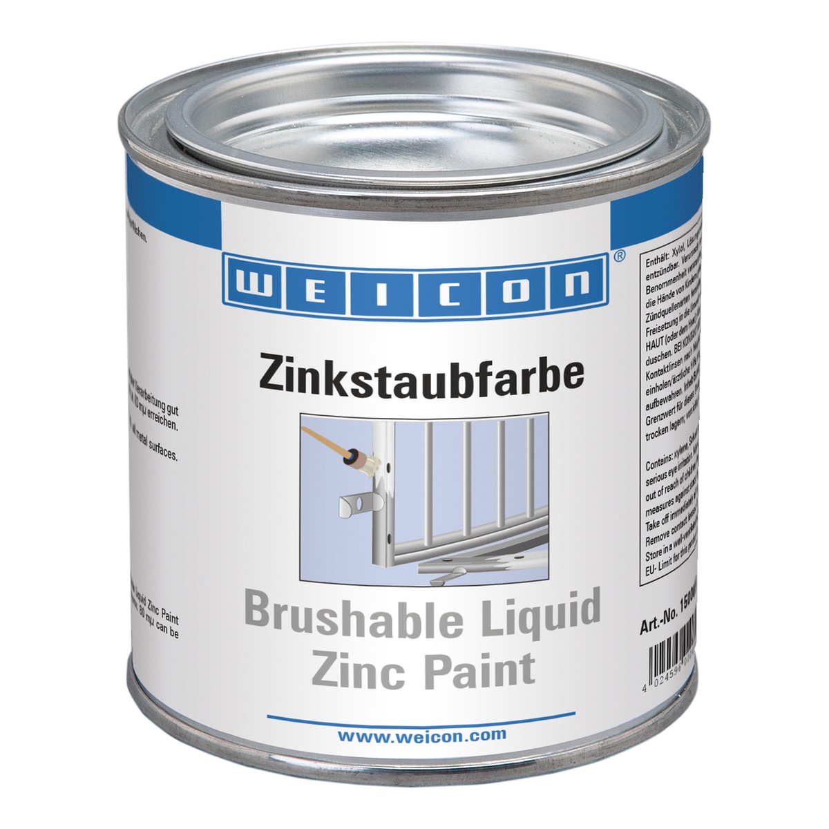 WEICON Zinkstaubfarbe, Korrosionsschutz aus Metallpigmentbeschichtung, 375 ml