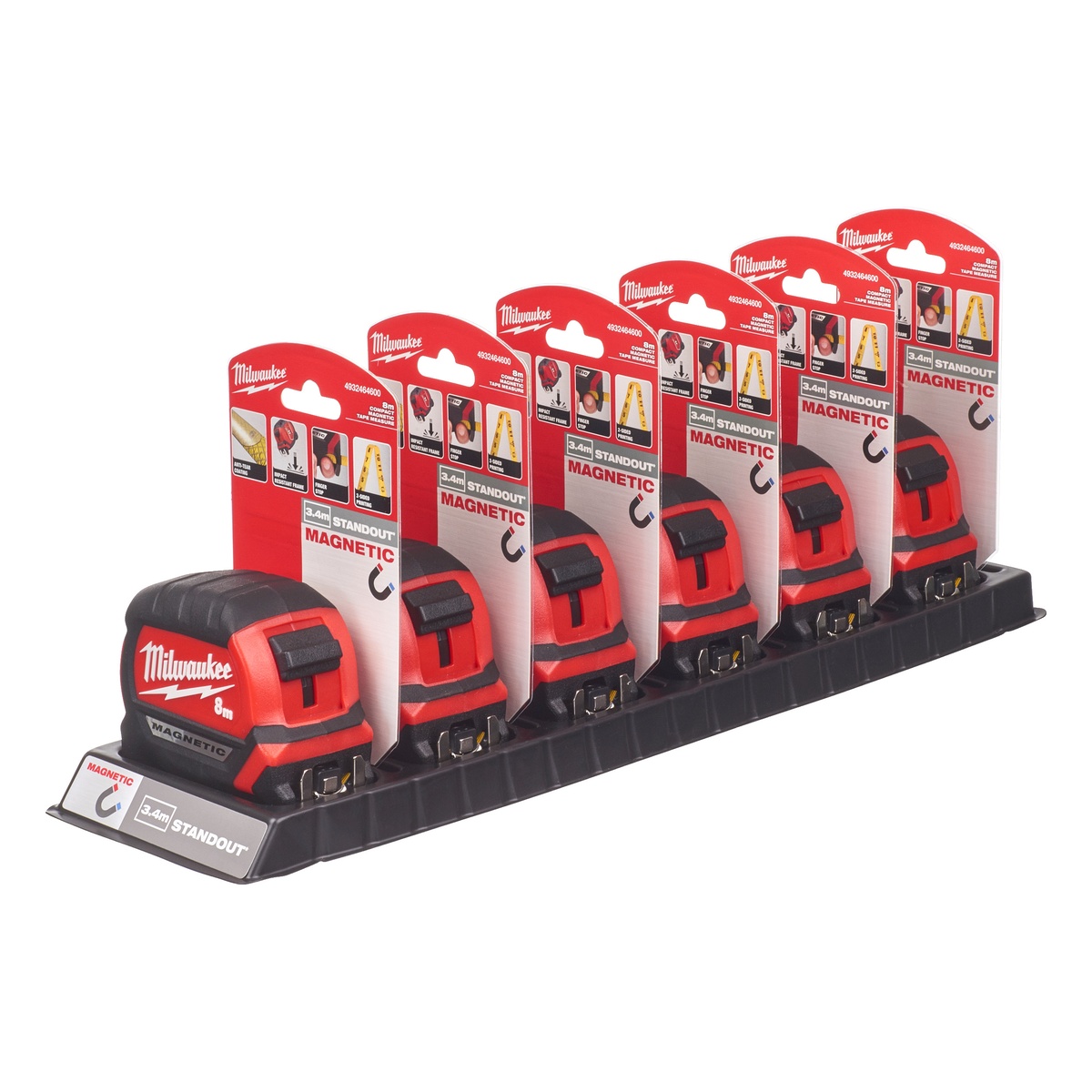 Milwaukee Premium-Bandmaß 8 m magnetisch, 27 mm breites Band - 1 Stk.