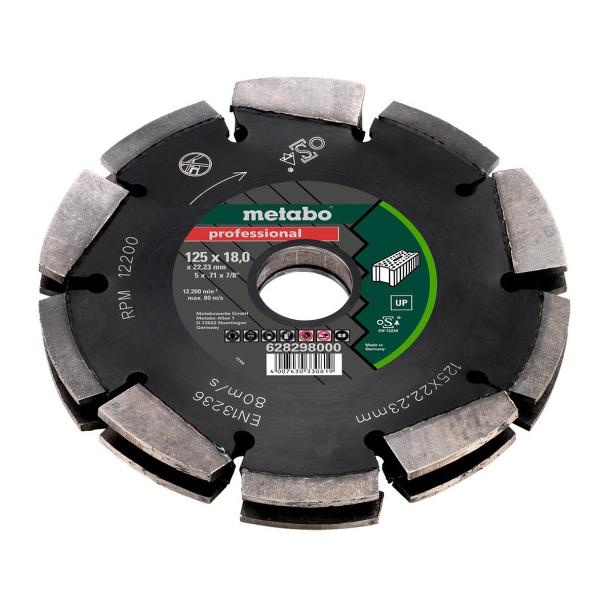 Metabo Diamantfrässcheibe UP 125 mm, Bohrung 22,23 mm