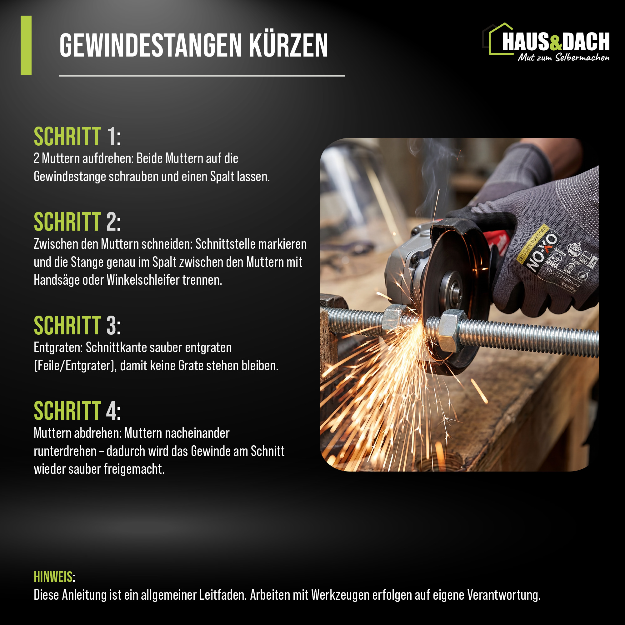 HAUS&DACH Gewindestange M36x1000 mm DIN 975 - Gewindestab für Montage, Bau & Befestigung, Edelstahl A4 - 10 Stk.