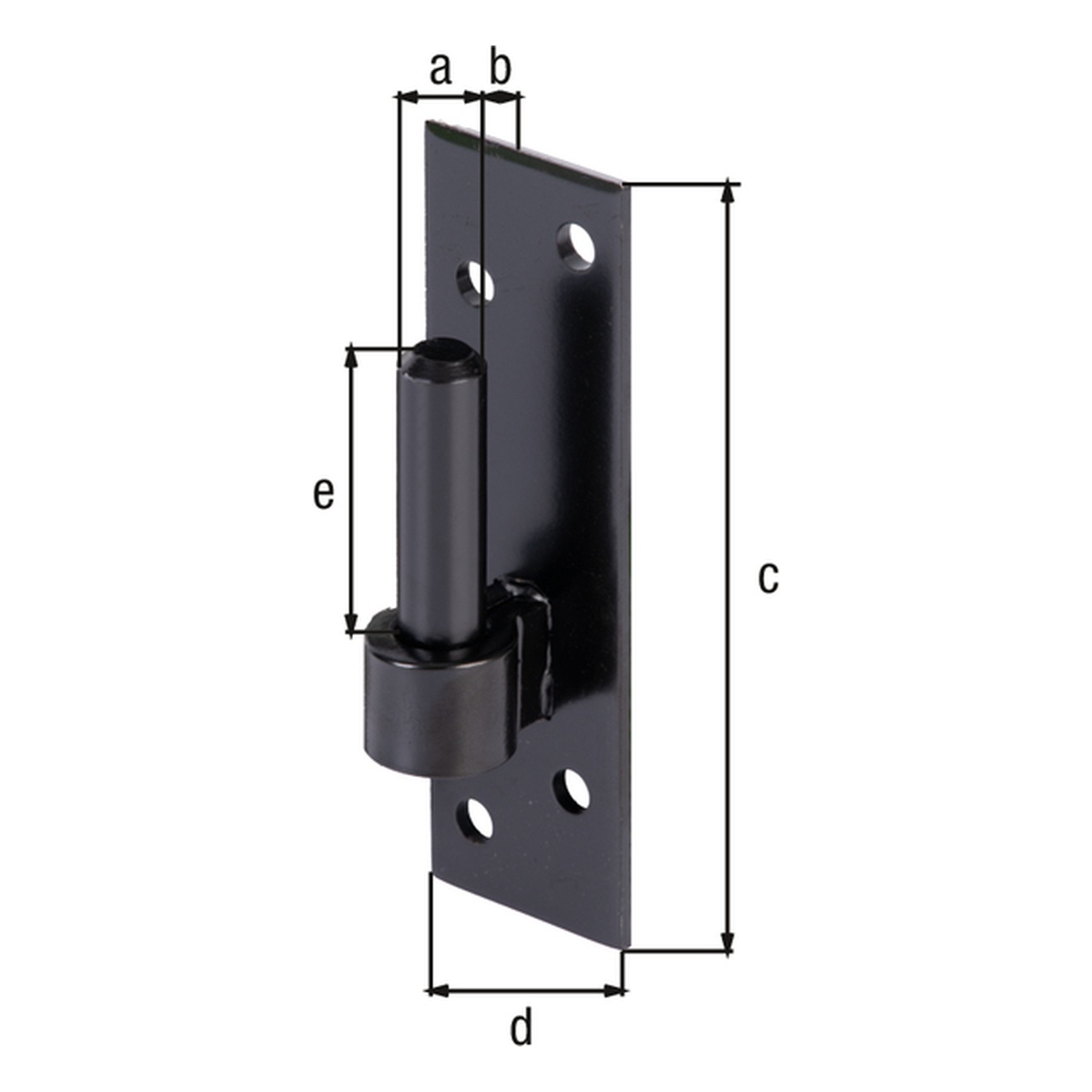 Alberts Kloben auf Platte, KTL schwarz, Ø14 x 130 x 40 mm - 1 Stk.