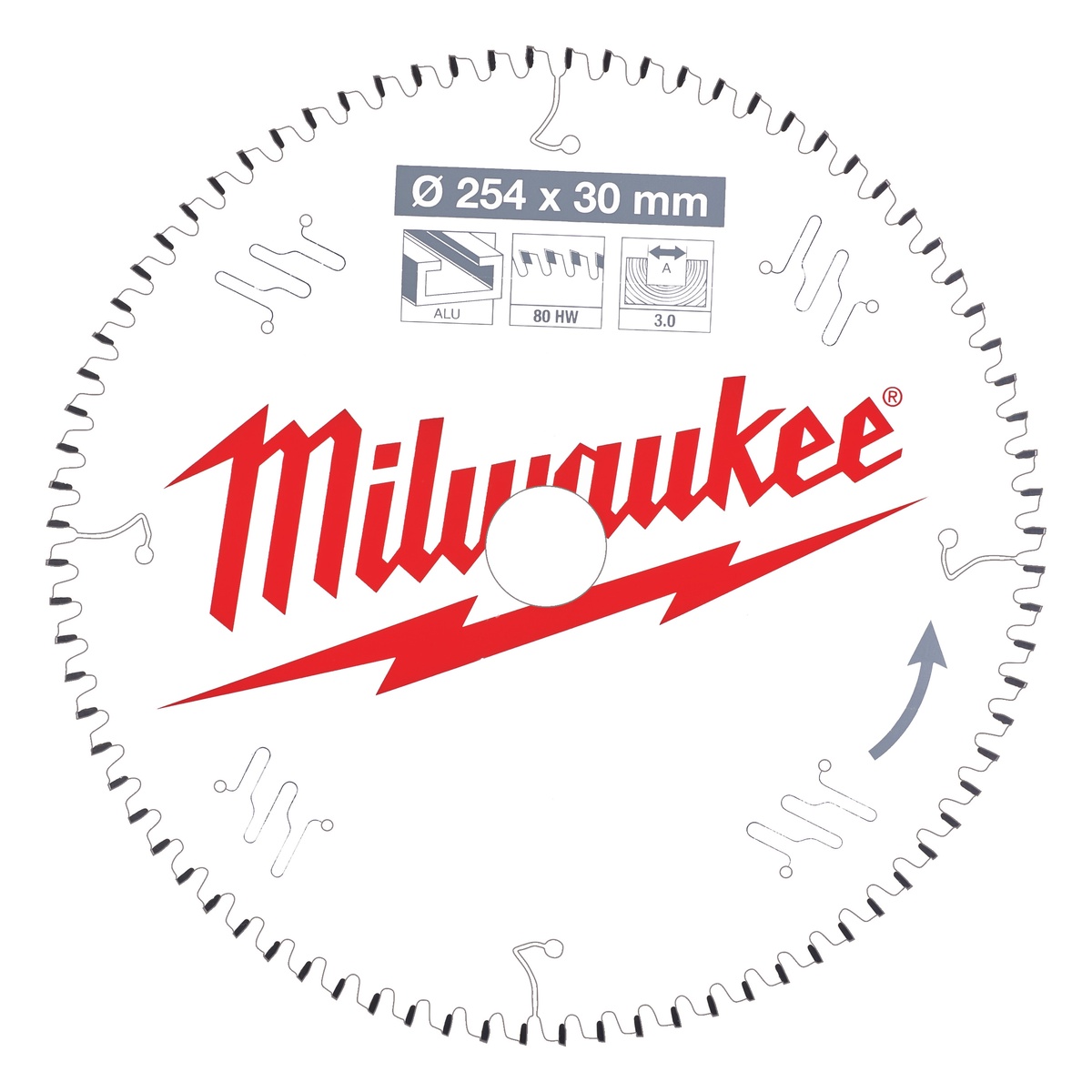 Milwaukee Sägeblatt Alu für Akku-Kapp- und Gehrungssägen 254/30 mm Milwaukee Sägeblatt Alu für Akku-Kapp- und Gehrungssägen 254/30 mm