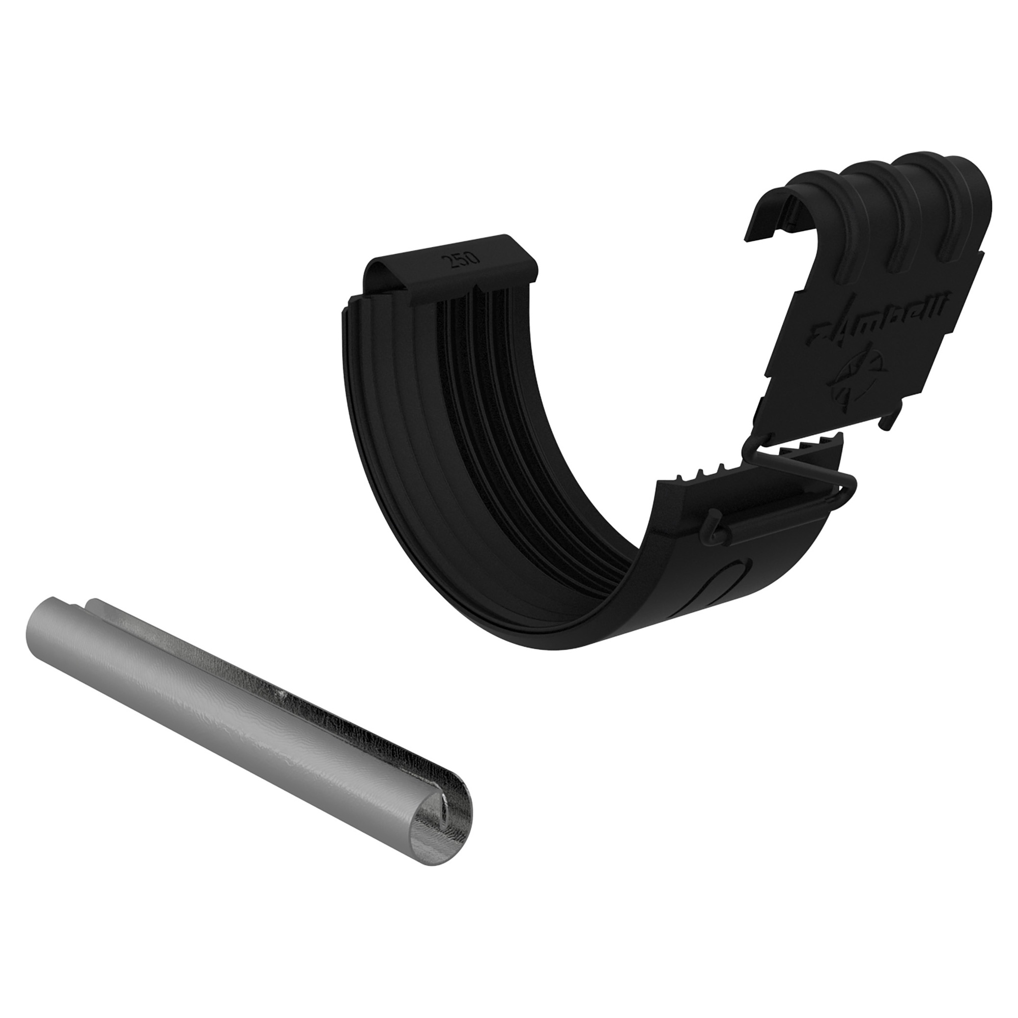 Zambelli Set Rinnen- und Wulstverbinder halbrund 250, 8-teilig, Schwarz RAL 9005, COLORDUR, mit Zambelli-Logo - 1 Set