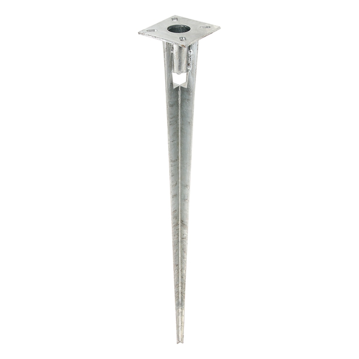 Alberts Einschlag-Bodenhülse für Stahlrohr-Zaunpfosten 38 mm, 100 x 100 x 750 mm, Stahl roh, feuerverzinkt - 1 Stk. Alberts Einschlag-Bodenhülse für Stahlrohr-Zaunpfosten 38 mm, 100 x 100 x 750 mm, Stahl roh, feuerverzinkt - 1 Stk.