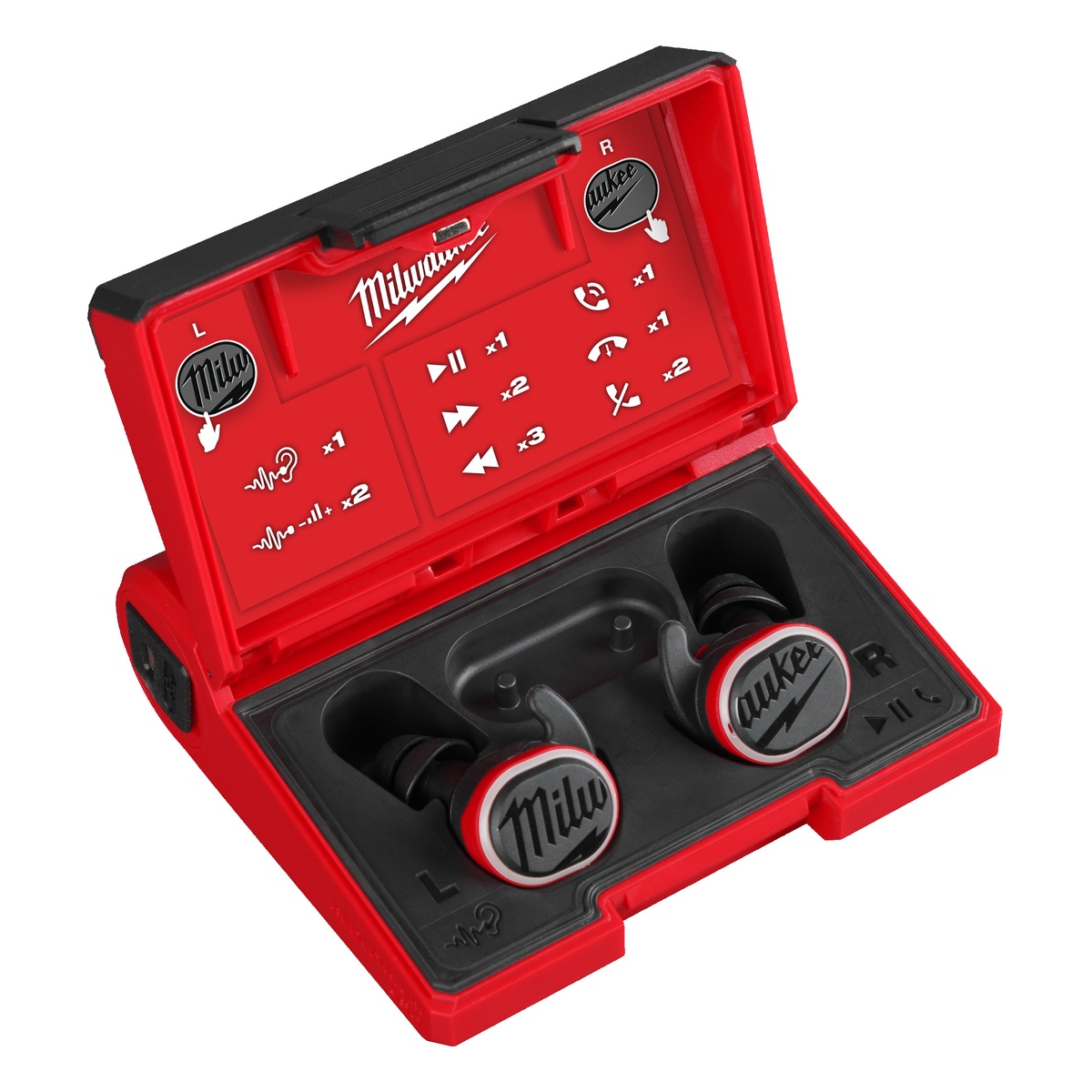 Milwaukee USB Bluetooth Gehörschutz inkl. L4B3 RED LITHIUM Akku u. Ladekabel L4RLEPB-301 - 1 Stk.