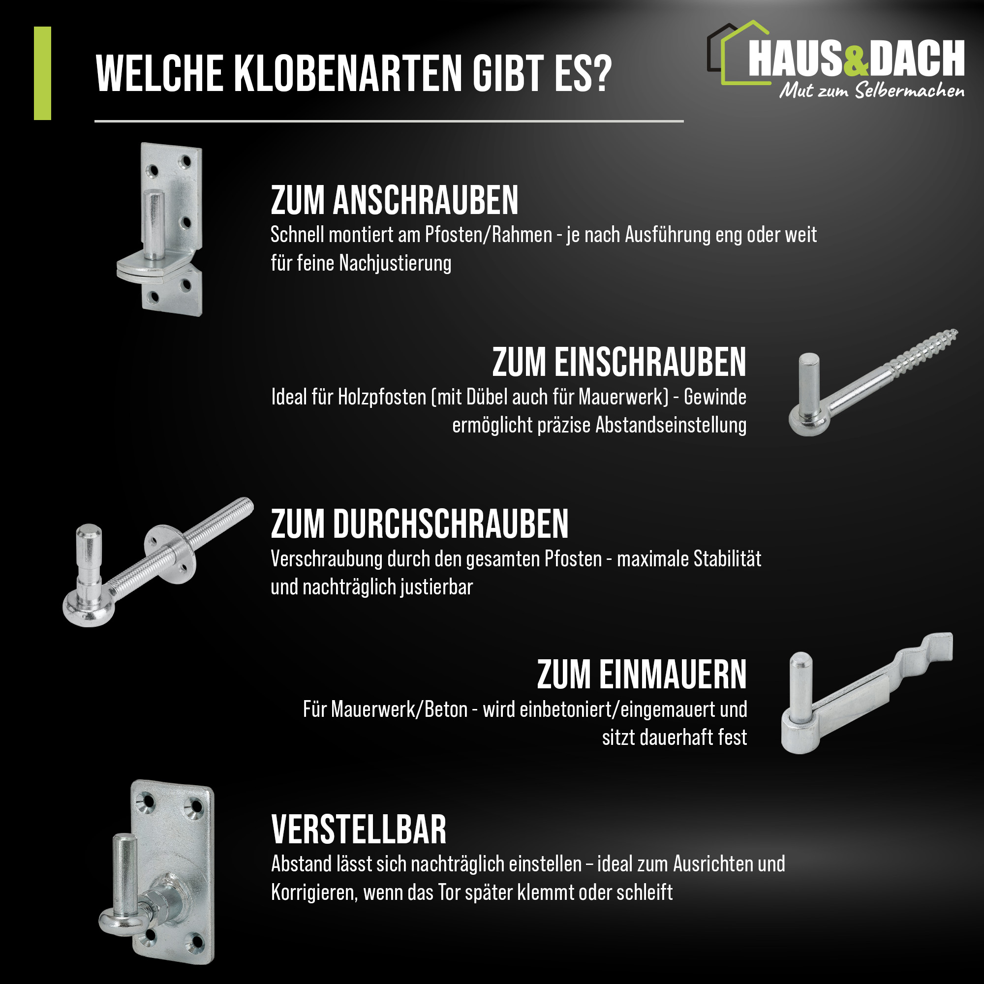 HAUS&DACH Ladenband Set 1000 mm blau verzinkt - Torband / Türband für Gartentor & Holztor inkl. Kloben zum Einschrauben Ø 16 mm / 160 mm