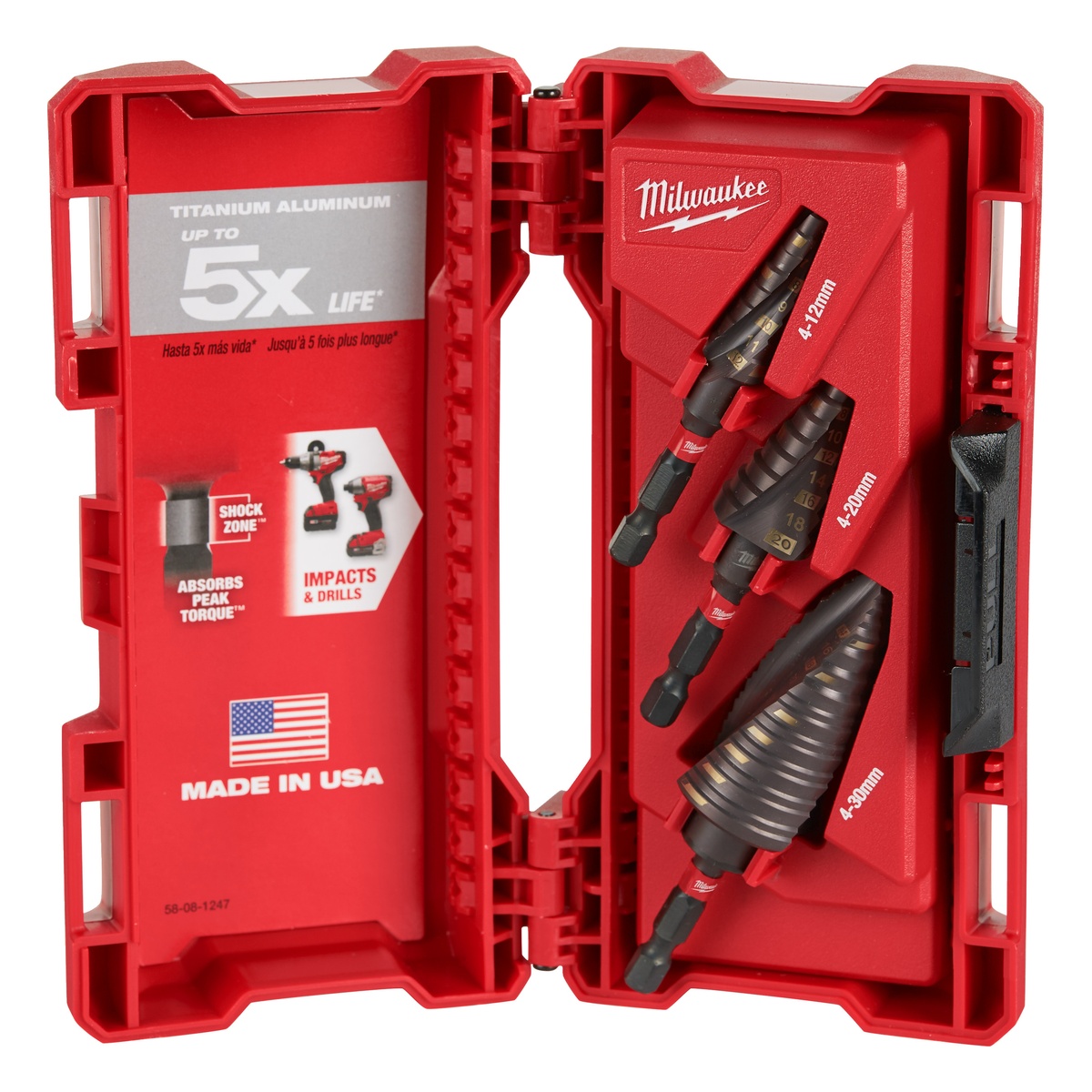 Milwaukee SHOCKWAVE Stufenbohrer-Set 3-teilig, 4 bis 30 mm, 1/4 Zoll Sechskant, schlagfest