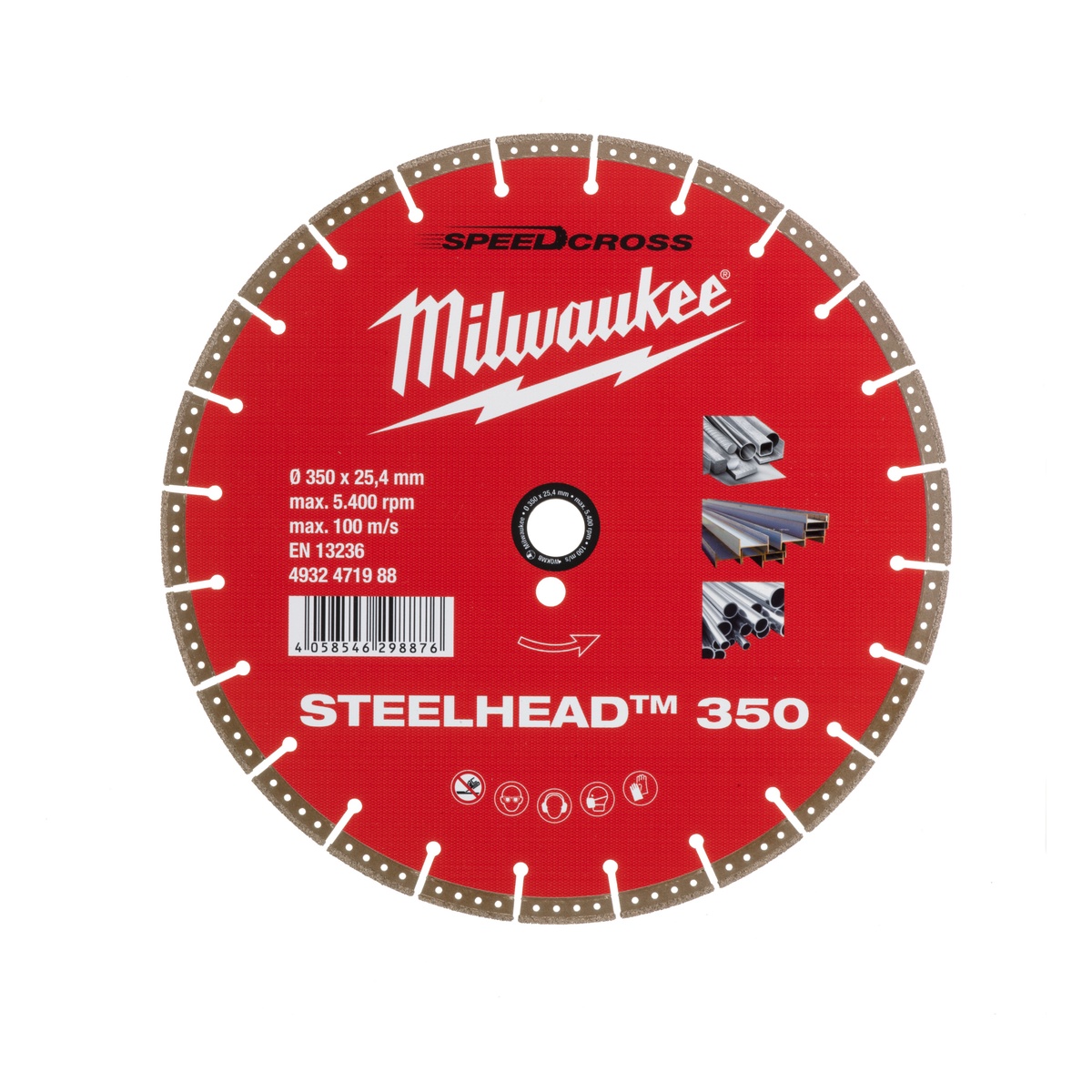Milwaukee Diamanttrennscheibe DH STEELHEAD 350 mm für Stahl, Edelstahl und Beton - 1 Stk.