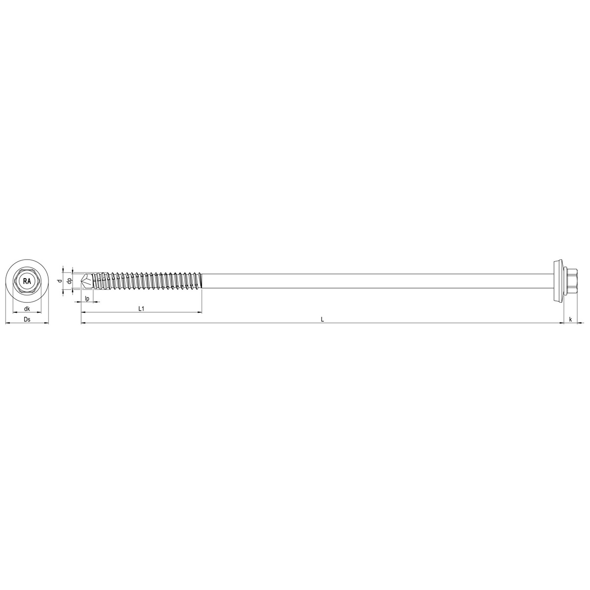 Reisser RP-C3 Sandwich-Bohrschraube Bimetall (Edelstahl A2/Stahl), Teilgewinde, SW8, 6,3x100 mm - 100 Stk.