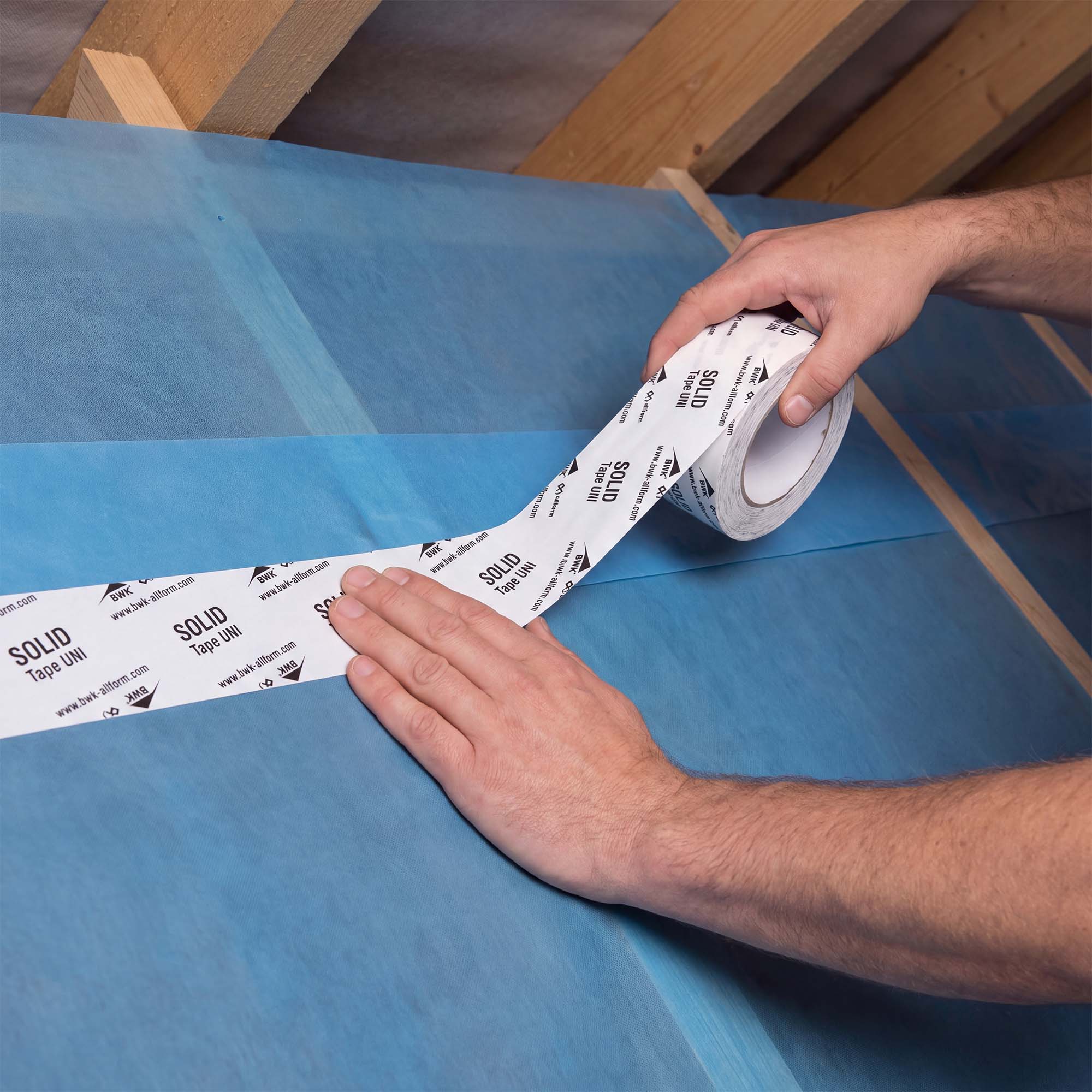 Allform Klebeband Solid Tape Uni 60 mm x 25 m, Weiß, Acrylat, für Dampfbremsen und Unterspannbahnen innen und außen