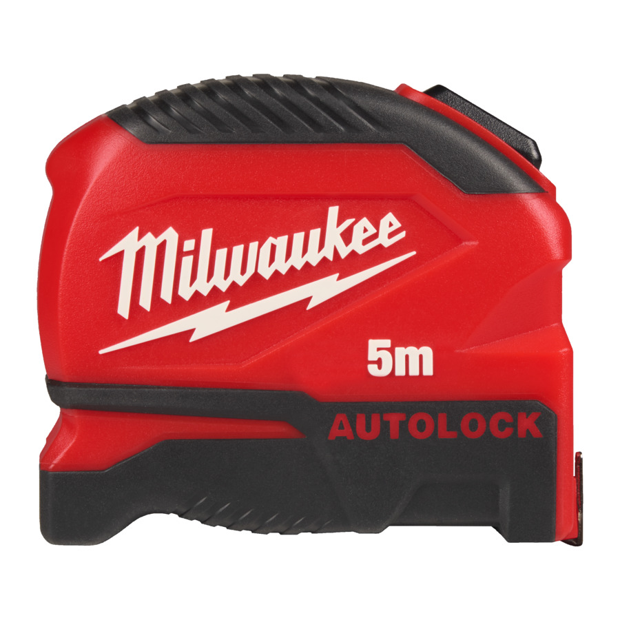 Milwaukee Bandmaß Pro-Compact Autolock Gen II, 5 m, 25 mm Bandbreite, automatische Bandbremse, Gürtelclip, Klasse II