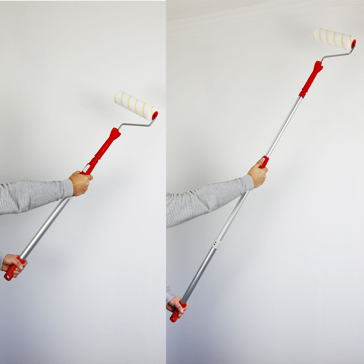 Mako Teleskoproller EASYREACH, Premium, ausziehbarer Farbroller mit Aluminiumstiel & Goldfadenwalze (23 cm) - 1 Stk.