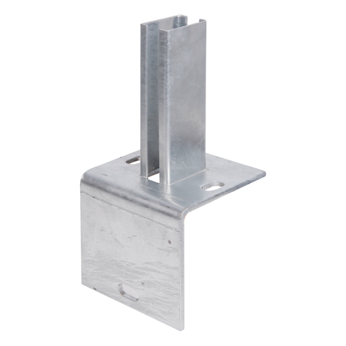 Alberts Pfostenträger für Zaunpfosten 60 x 40 mm auf L-Randsteinen, Platte: 120 x 120 mm, Aufnahmewinkel: 120 x 120 x 5 mm, für Pfosten: 60 x 40 mm, Aufnahme: 55 mm, Aufnahme: 34 mm, Stahl roh, feuerverzinkt, zum Aufschrauben - 1 Stk.
