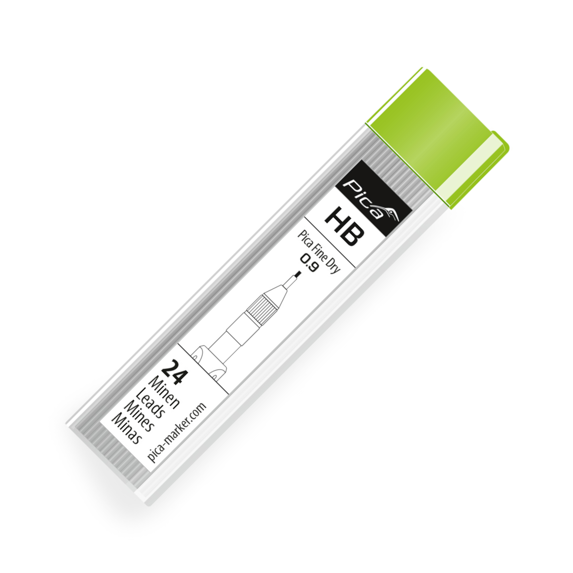 Pica Fine Dry Ersatzminen 7030, 0,9 mm, Grafit HB, 24 Stück