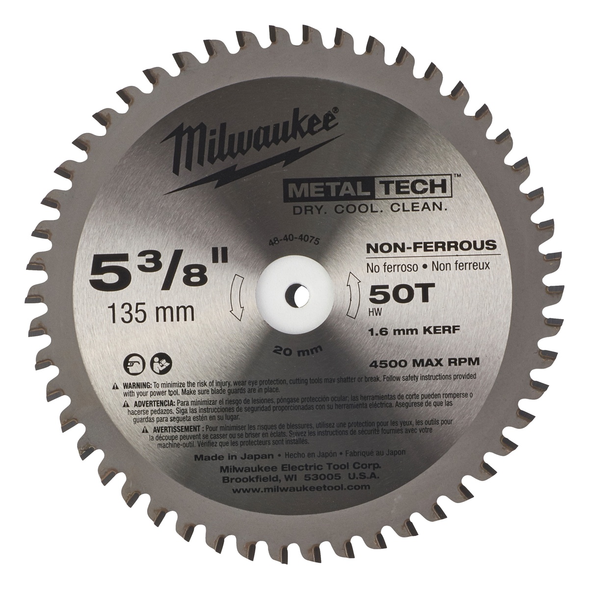 Milwaukee Kreissägeblatt für Metall-Handkreissägen 135/20 mm Z50 - 1 Stk.