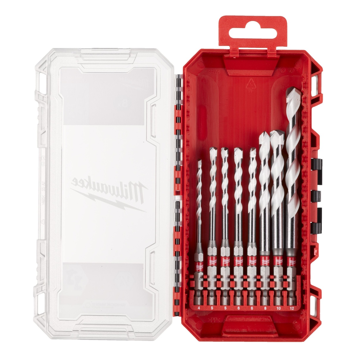 Milwaukee SHOCKWAVE Multimaterial Bohrer 1/4" Hex Set 8-teilig: 4/5/5/6/6/8/10/12 mm in PACKOUT kompatibler Kassette - 1 Stk. Milwaukee SHOCKWAVE Multimaterial Bohrer 1/4" Hex Set 8-teilig: 4/5/5/6/6/8/10/12 mm in PACKOUT kompatibler Kassette - 1 Stk.