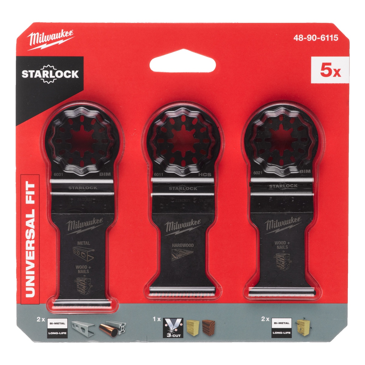 Milwaukee Multitool Zubehörset Holz & Metall 5-teilig - 1 Stk. Milwaukee Multitool Zubehörset Holz & Metall 5-teilig - 1 Stk.