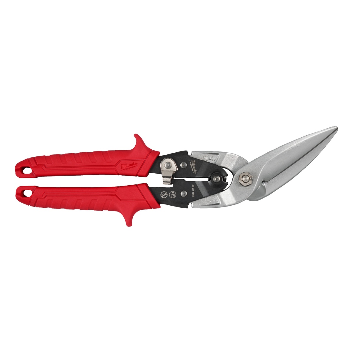 Milwaukee Blechschere extralang gebogen, linksschneidend, 275 mm, Mikroverzahnung, Farbcode Gelb