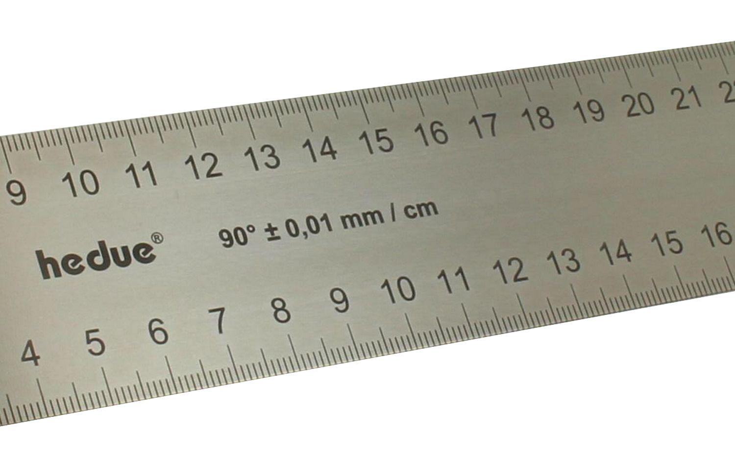 hedue Tischlerwinkel Nussbaum 400 mm, Edelstahlblatt 35 mm, kalibriert 0,06°, Messingbeschlag